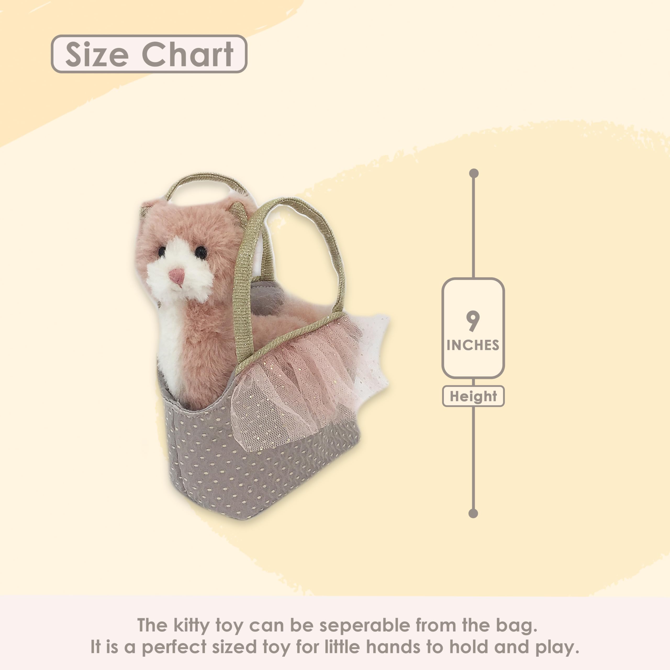 MON AMI Callie Kitty Plush Toy & Purse Set - 7-Inches Cat Stuffed Animal with Carry Bag, Multicoloured, 7" - Image 3