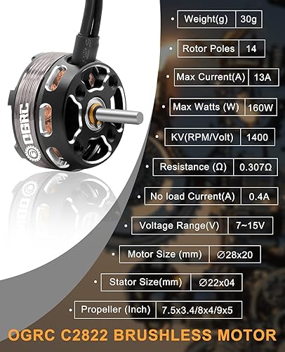 Miniatura 5 de OGRC C2822 Motor sin escobillas 1400KV RC Modelos Motor sin escobillas para SCX24 C10 JLU Deadbolt Gladiator Bronco Crawler Car