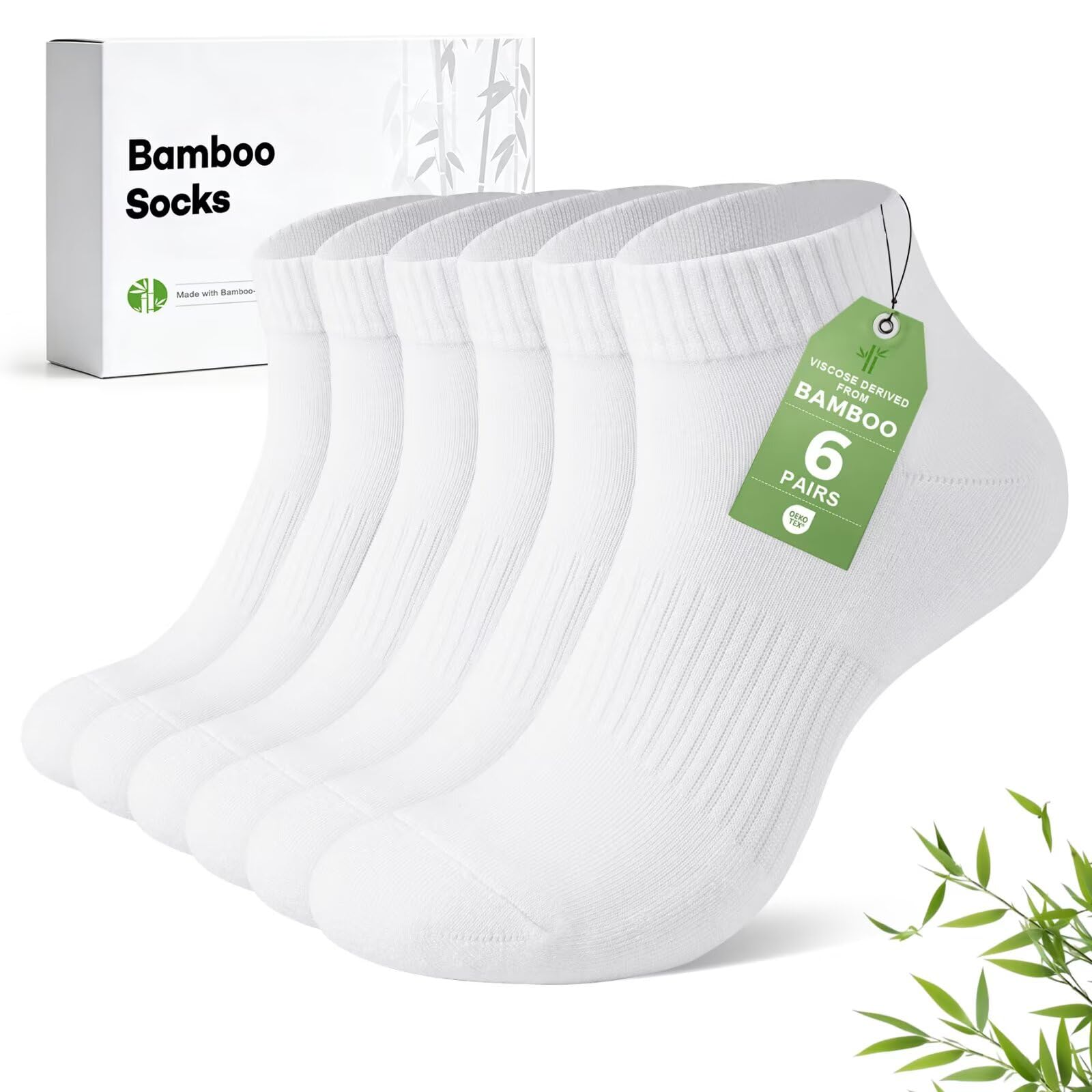 TUUHAW Bambus Quarter Sportsocken Herren Tennissocken Damen Laufsocken | Gepolstert, Anti-Blasen, Atmungsaktiv, Senkfußeinlage, Glatte Zehennaht, Verstärkter Ferse und Spitze, für Tennis und Laufen
