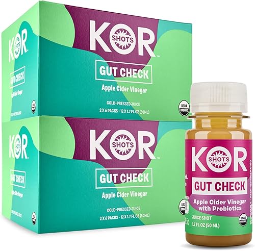 KOR Shot s - Probióticos de vinagre de sidra de manzana, paquete de 24 x 1.7 onzas líquidas, control intestinal, salud digestiva, 1 mil millones de