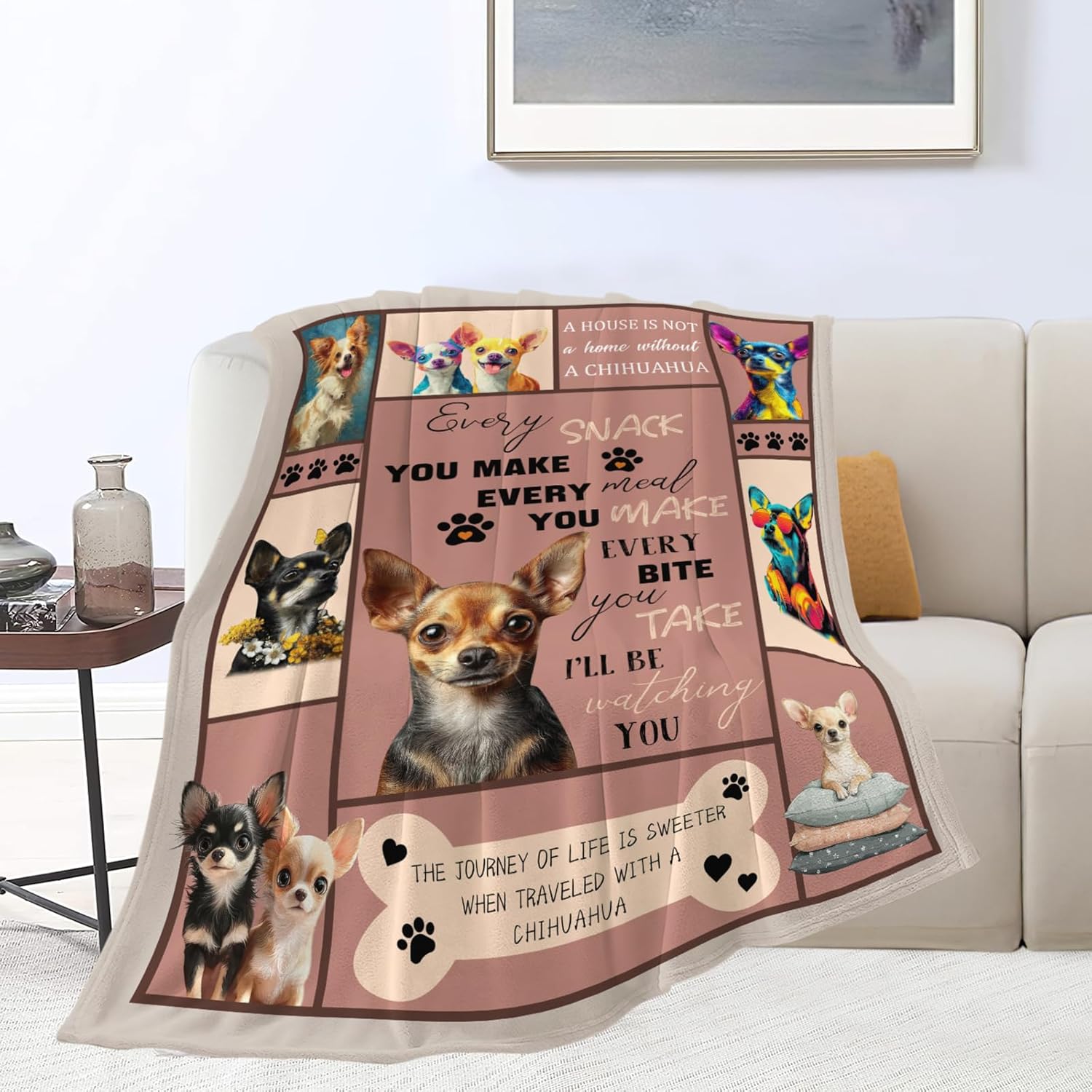 Chihuahua Throw Blanket Chihuahua Puppy Stuff Gifts for Dog Lover Kids Girls Boys Adults Women Men Soft Cozy Warm Plush Fluffy Fuzzy Fleece Blanket Decor 40''X50'' - Image 4