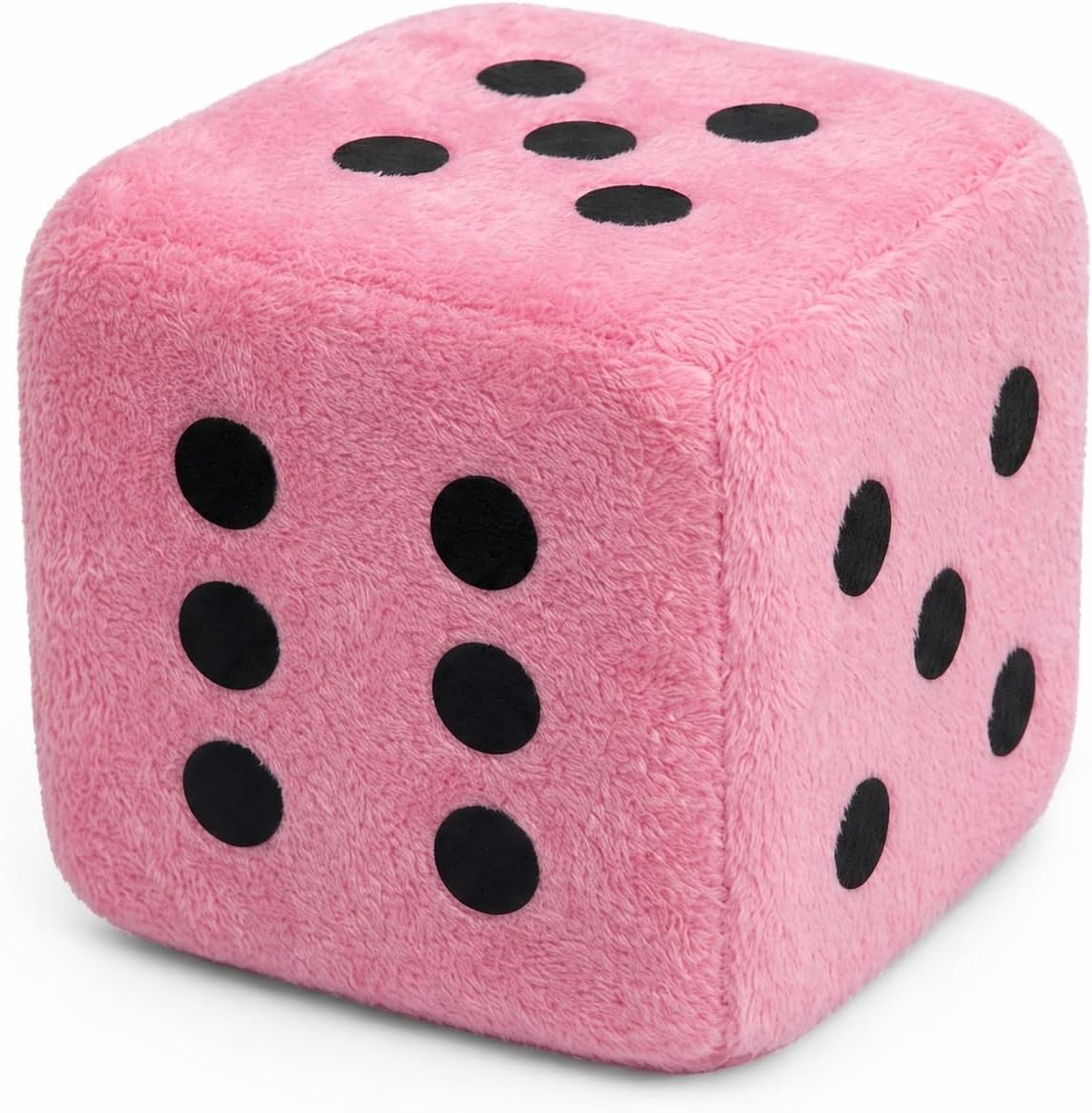 Large Pink Plush Dice for Bunco or Casino Party Decorations - 3.15" Square Pink Plush Dice with Black Dots. Bunco Party Supplies