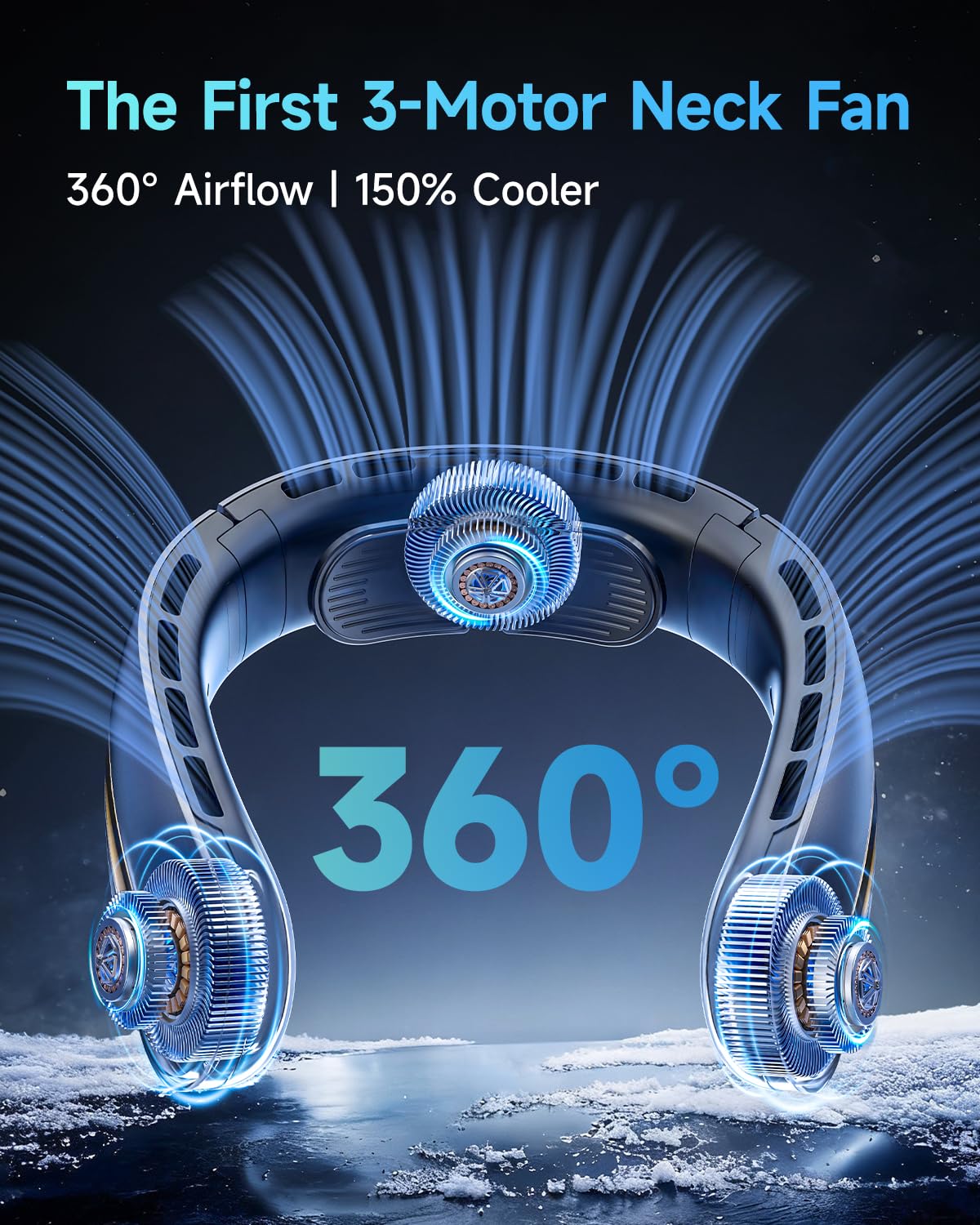 Ventilatore da collo, 3 ventole turbo portatili con supporto per il collo, 4 velocità e display LED, ventilatore personale ricaricabile da 5200 mAh, dispositivo di raffreddamento senza lama