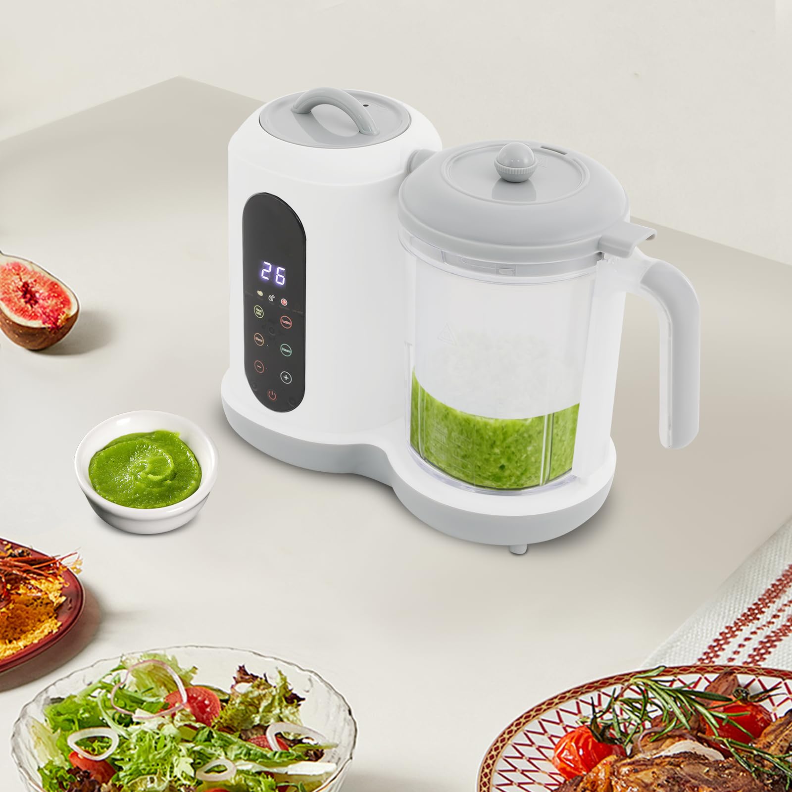 Robot de cuisine pour bébé - 450 W - Avec fonctions cuisson à la vapeur, mélange et chauffage - 50 à 400 ml - Pour la préparation des légumes, des fruits, de la viande