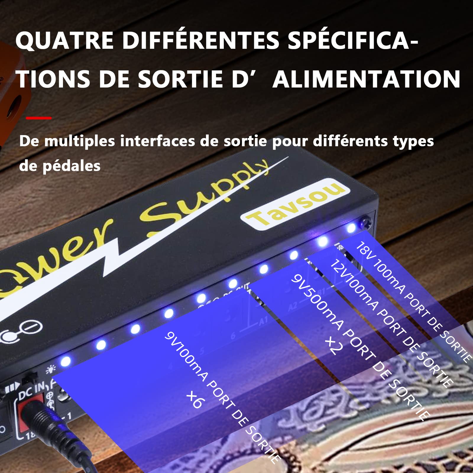 Alimentation Pédale Guitare 10 sorties CC isolées pour 9 V/12 V/18 V Avec adaptateur EU