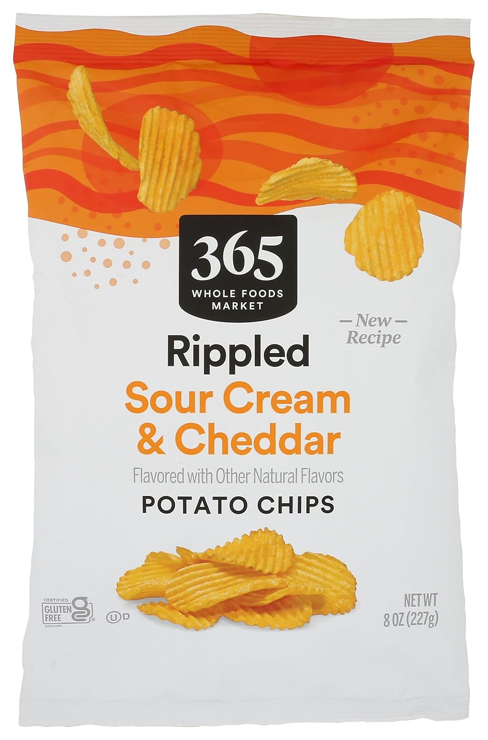 365 by Whole Foods Market Rippled Potato Chips, Cheddar & Sour Cream, 8 Ounce - Crunchy Quality Snack