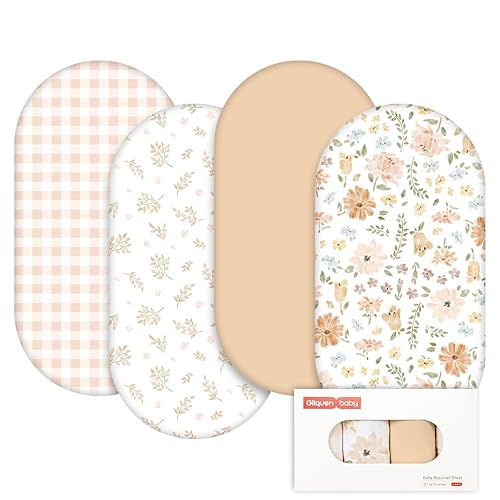 Miniatura 26 de Gllquen Baby Sábanas para Moisés Paquete de 4, Sábana Ajustable Transpirable y Acogedora para Colchón, Cuna de Viaje Elástica con Patrón de Moda