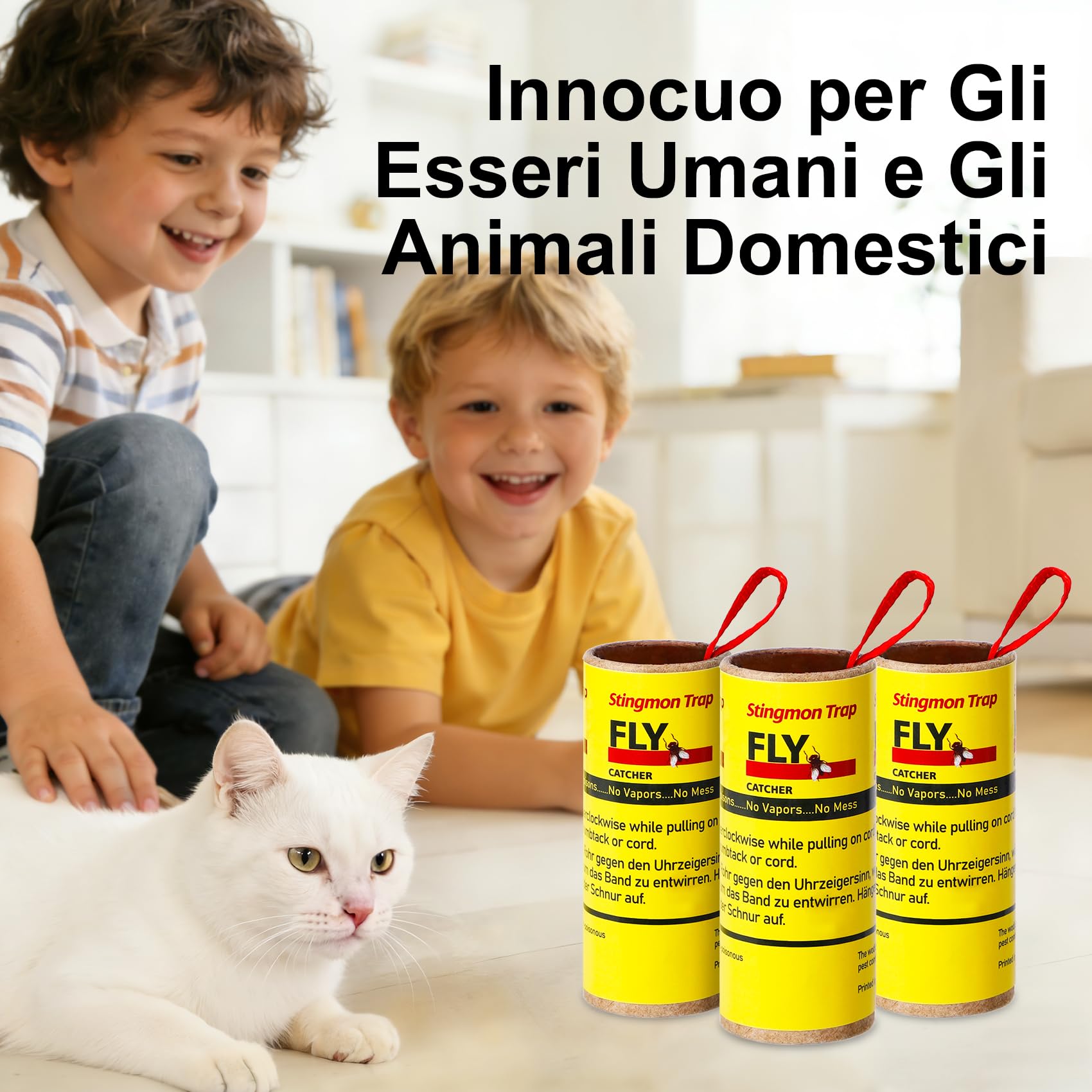 40 Rotolini Acchiappamosche, Set di Mosche per Frutta appiccicosa per Interni Esterni Uso di Mosche, zanzare e Altri Insetti Volanti