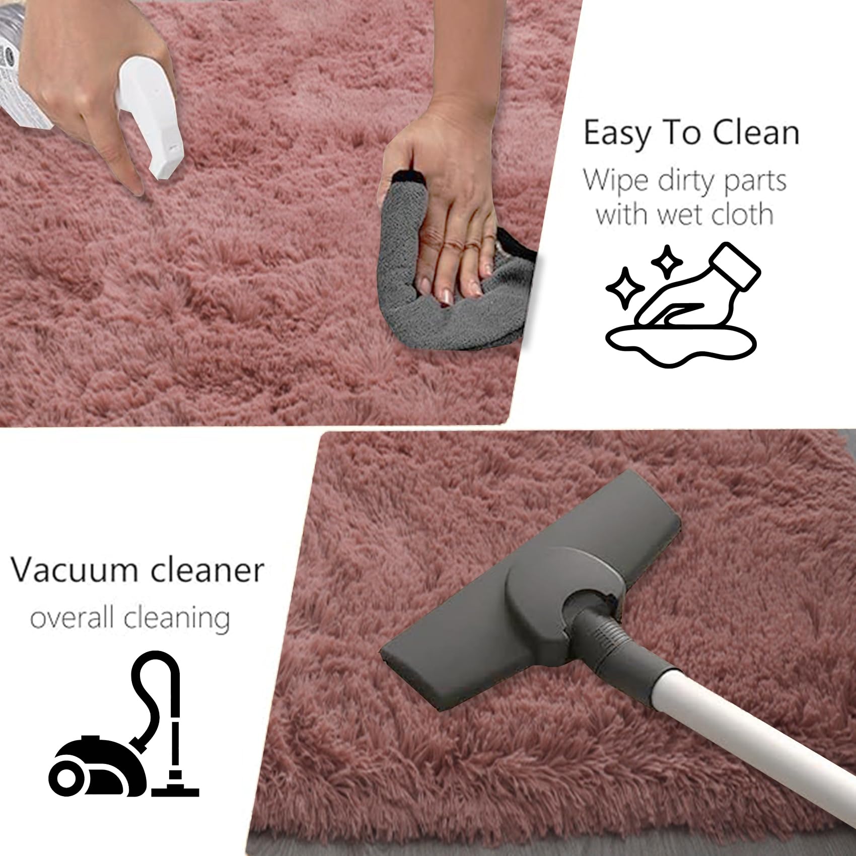 Alfombra Dormitorio 190 x 320 cm, Lavable Antideslizante, Resistente, Grandes Tamaños, Lavable en Lavadora, Alfombra Relax para Salón, para Dormitorio, Rosa Oscuro