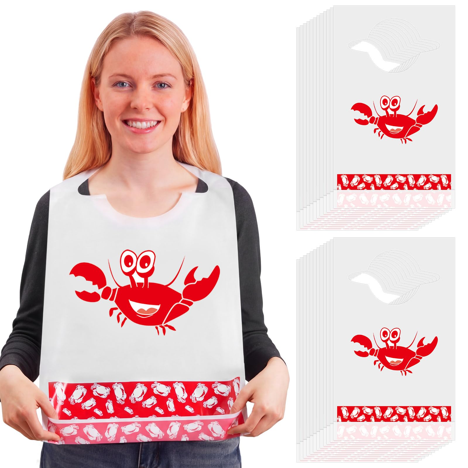 Geyoga 30 Pcs Lobster Crab Bibs Bulk 23 Inch