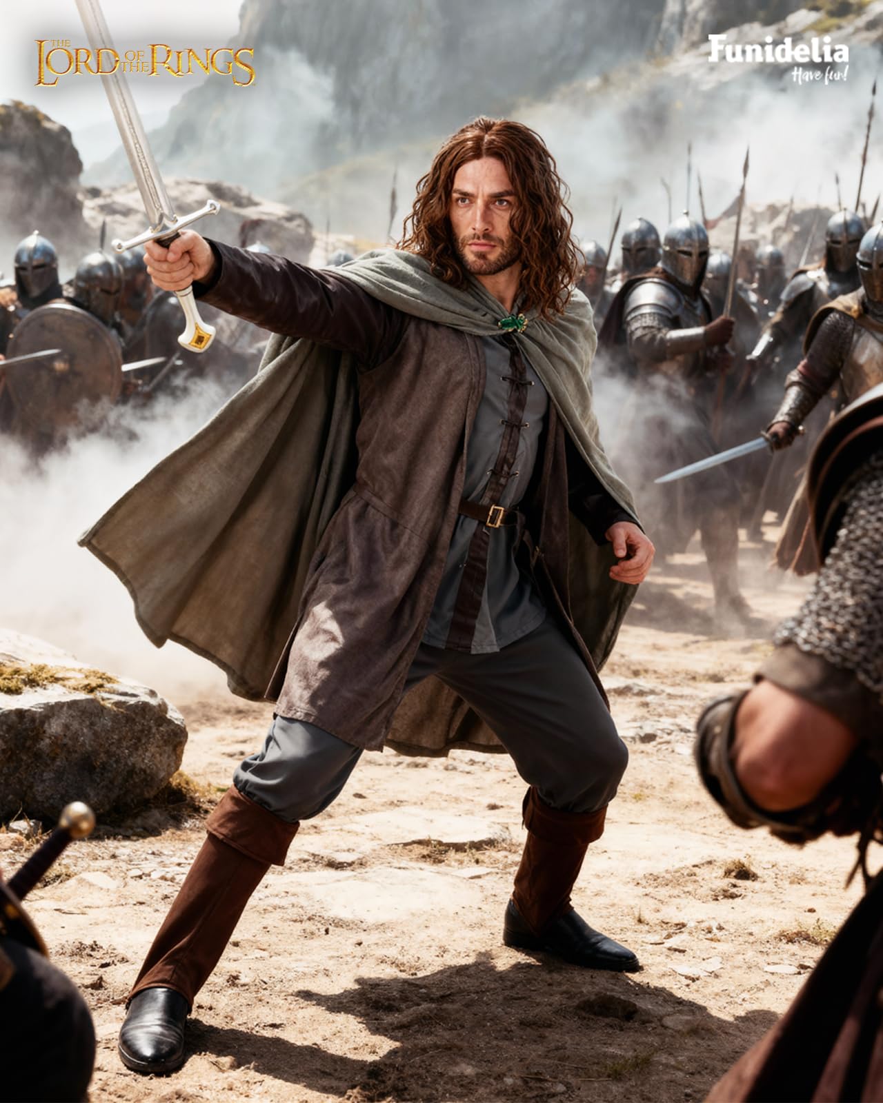 Funidelia Disfraz Oficial de Aragorn - El Señor de los Anillos para hombre, Traje completo medieval fantasía para adultos, Disfraces de Halloween y Carnaval – Talla Standard