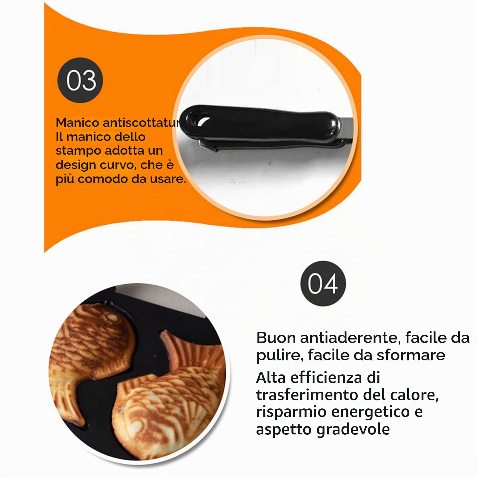 Taiyaki Pan Maker Antiaderente a Doppia Faccia a Forma di Pesce Tortiera Bakeware Taiyaki Maker Mold Per La Preparazione di Waffle da Cucina a Fiamma Aperta