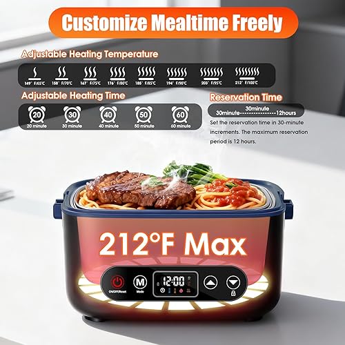 Miniatura 5 de Fiambrera eléctrica inalámbrica para adultos, 100 W, recargable, con calefacción automática, calefacción de 5 lados, lonchera de calefacción de 1.2