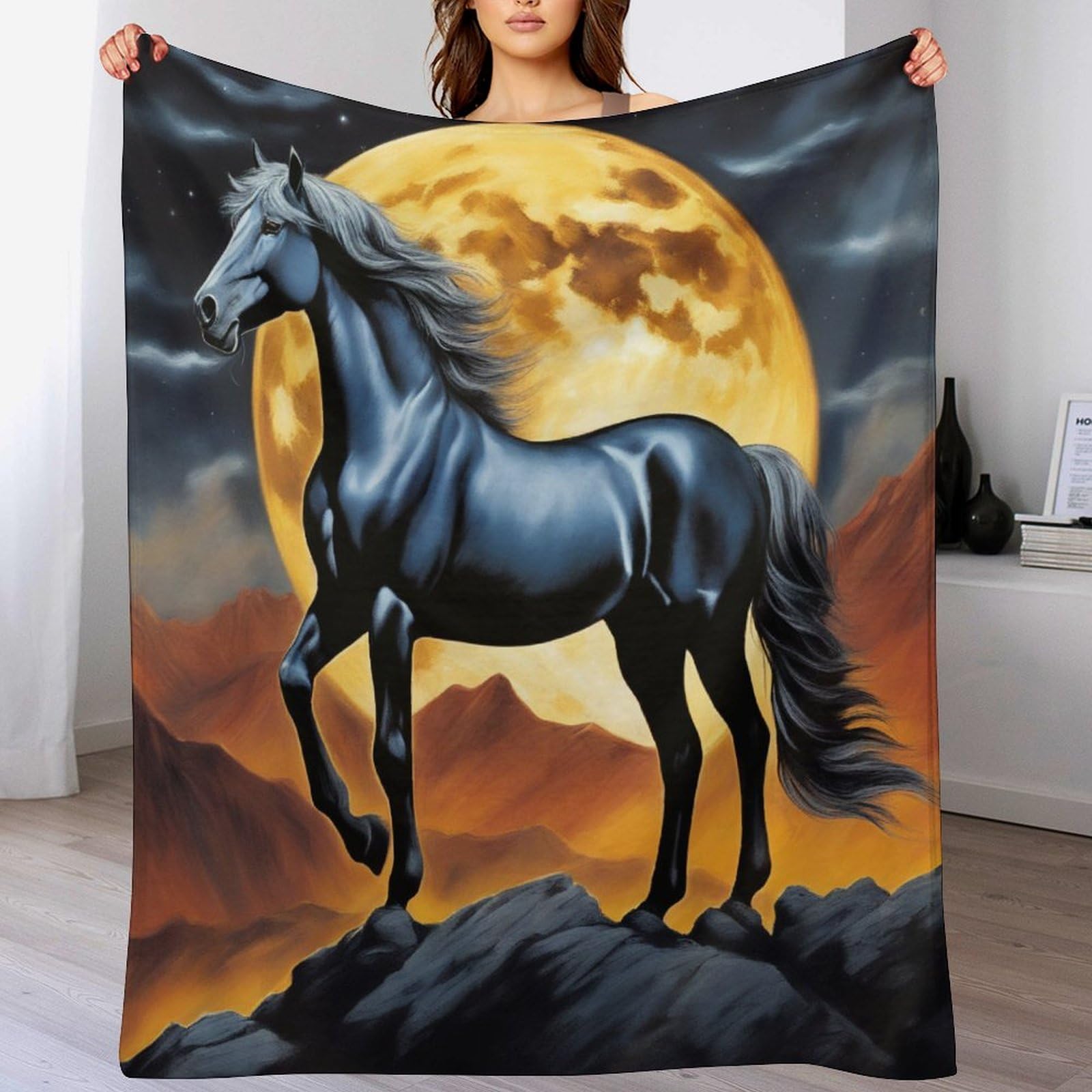 Couverture polaire cheval pour canapé et voyage en plein air moelleuse
