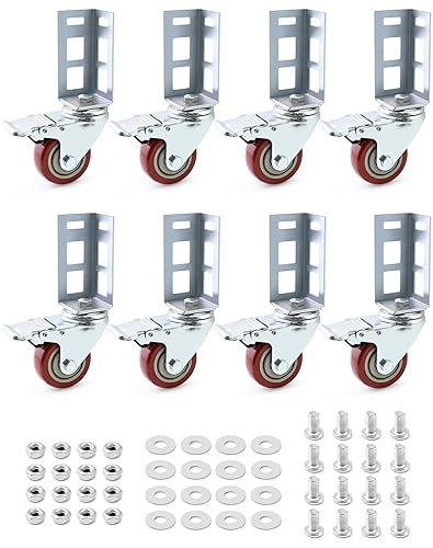 QWORK Ruedas giratorias para estantes de almacenamiento, paquete de 8 unidades de 3 pulgadas, resistentes, 500 libras, capacidad máxima total,