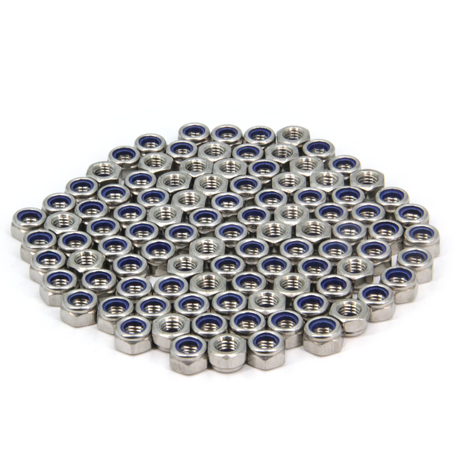 Yeebyee M8 x 1.25mm Pitch 304 Stainless Steel Self-Locking Hex Lock Nuts