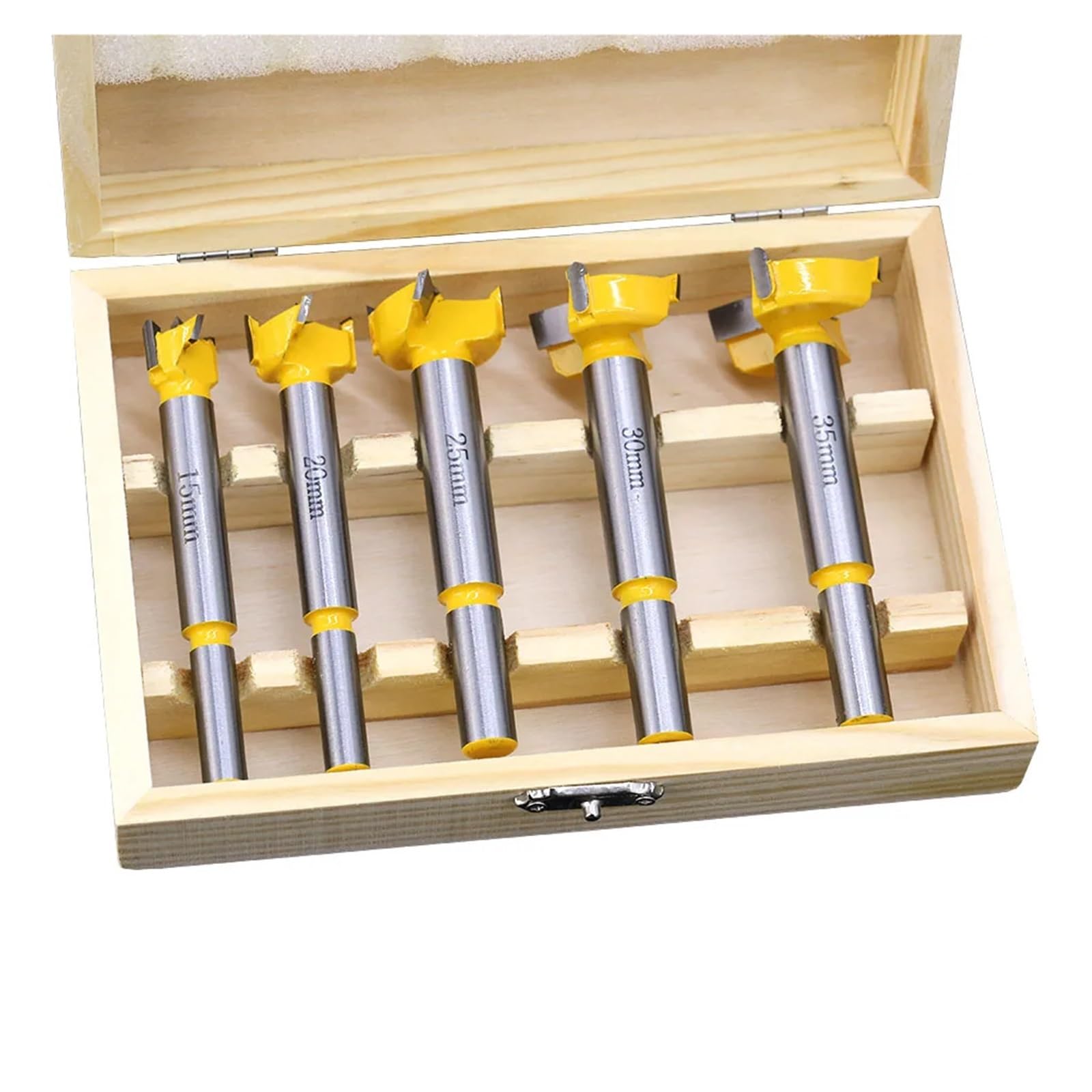 Set di 5 punte for trapano for cerniere, for carpenteria, legno, finestre, fori, trivella, foratura in legno, diametro 15, 20, 25, 30, 35 mm