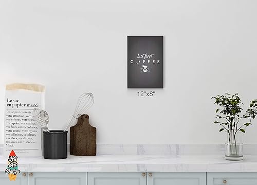 Miniatura 2 de HB Art Design But First Coffee Quote Retro Style Canvas Print Wall Art Coffee Bar Decor Coffee Signs Kitchen Wall Decor Dining Room Restaurant
