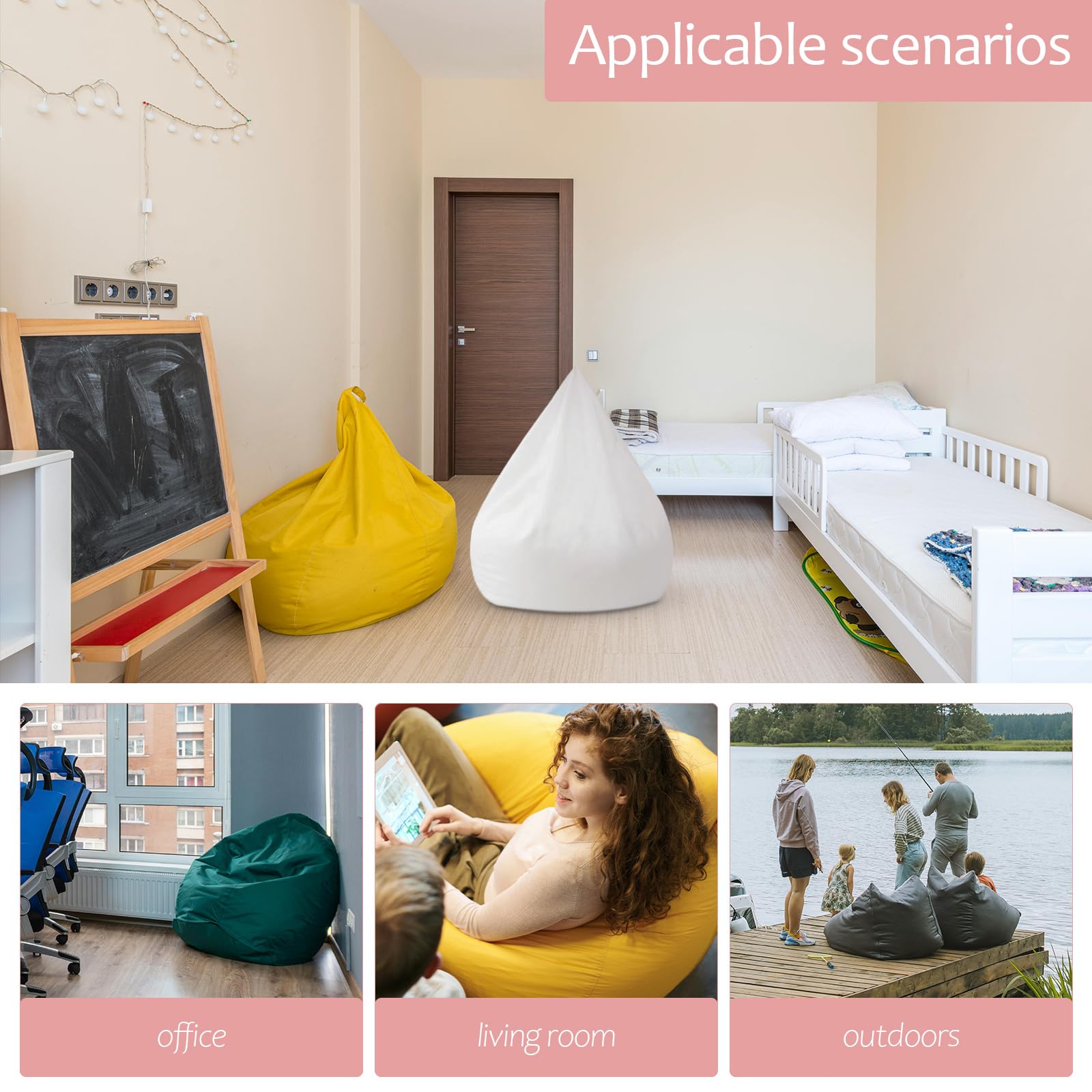 Amosfun sofá Perezoso Funda de Tela para puf Bolsa de Frijoles Accesorio de puf Funda Interior del partícula Cubierta de Revestimiento Bolsa de Manga Accesorios Relleno