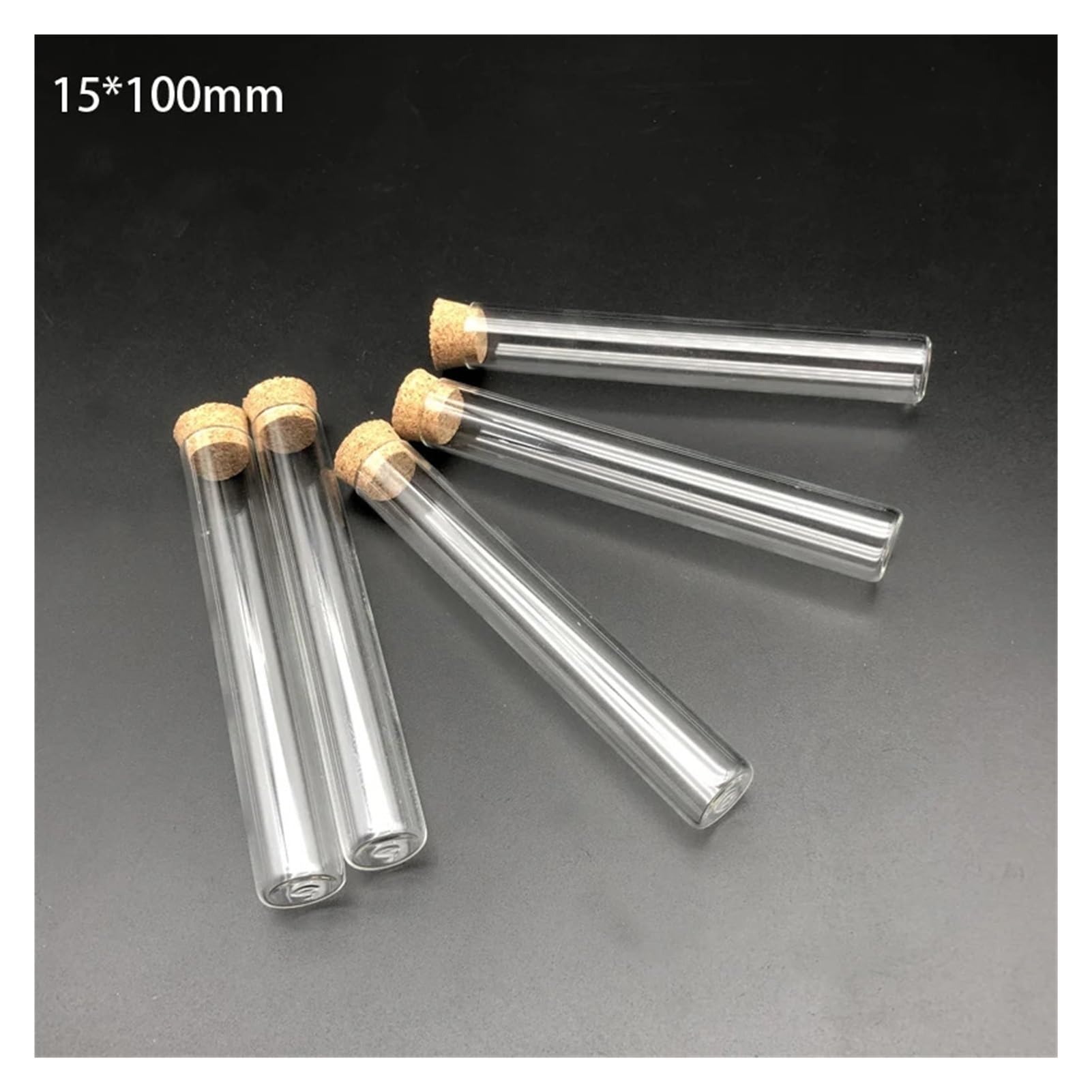50 teile/paket 15x100mm Labor Klar Flachen Boden Glass Reagenzgläser Mit Kork Holz Stopfen Labor Liefert