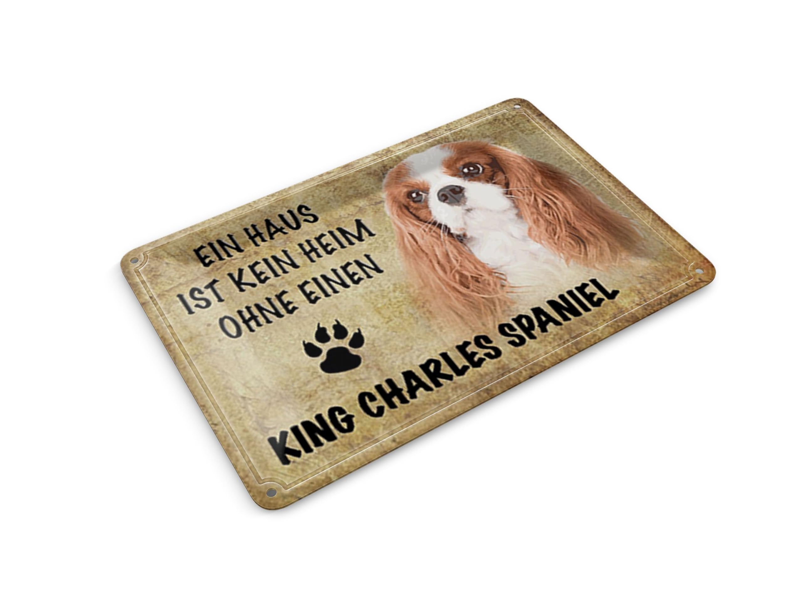 Femer Tin Postcard Saying 14 x 10 cm King Charles Spaniel Dog Decorative Sign