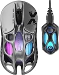 GravaStar Mercury X Pro Souris de jeu sans fil, Venez avec 8K Dongle – 32,000 DPI PAW 3950 Capteur, 8,000Hz Taux de sondage, seulement 49g, Cadre creux en alliage de magnésium, RGB Éclairage 5 Boutons programmables