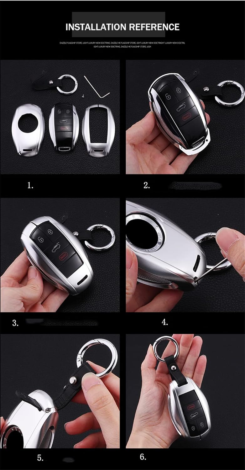 Premium Aluminum Metal Key Fob Case Cover Fit for Bentley Bentayga Flying Spur GT 2018-2021 With Keychain