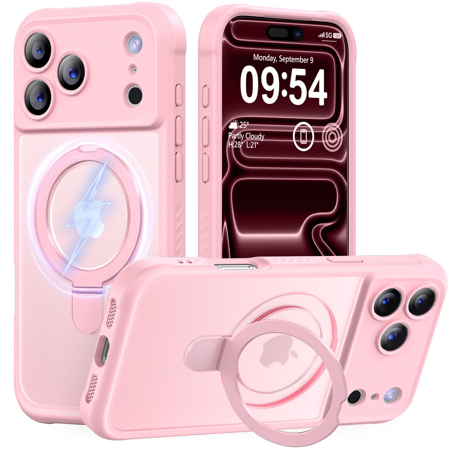 MOCCA Magnetic for iPhone 17 Pro Case with Stand,Pink