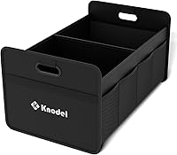 K KNODEL Foldable Car Trunk Organizer Small Black - Durable 600D Storage with Reinforced Handles, Non-Slip Base & Mesh Pockets (19.7x12.2x10.2")