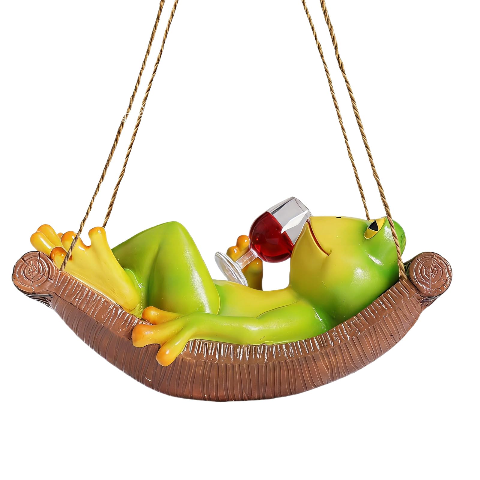 Kaeltsyn Hanging Wine Frogs Sculptures Swing Frogs Statues for Garden Outdoors Lovely Frog Figurines for Balcony Decors Resin Animal Figurines Sculptures