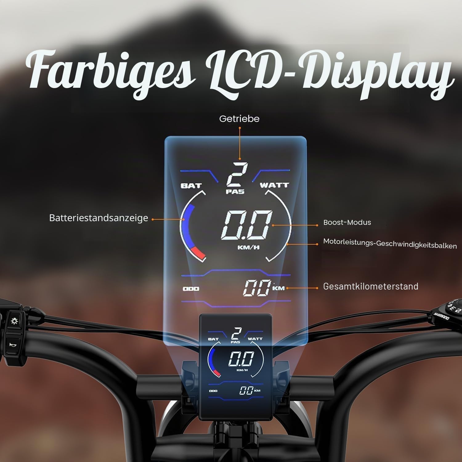 URLIFE 20" x4 Elektrofahrrad für Erwachsene, E-Mountainbike mit 48V 15,6Ah abnehmbarem Akku, LCD Display, 7-Gang, Reichweite bis zu 120km, All-Terrain Fat Tire E-Bike mit Vollfederung