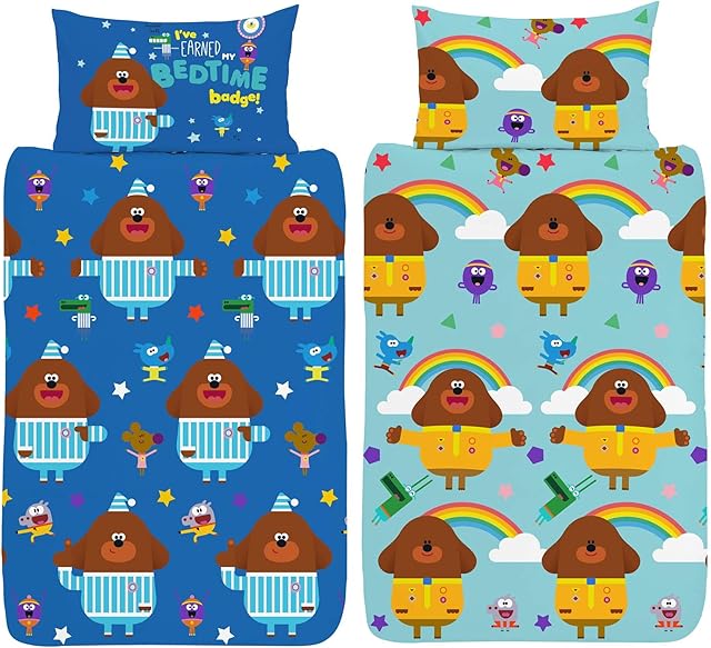 Hey Duggee Single Duvet Cover - Bedtime Hug Design - Official Reversible Bedding Set - Polycotton