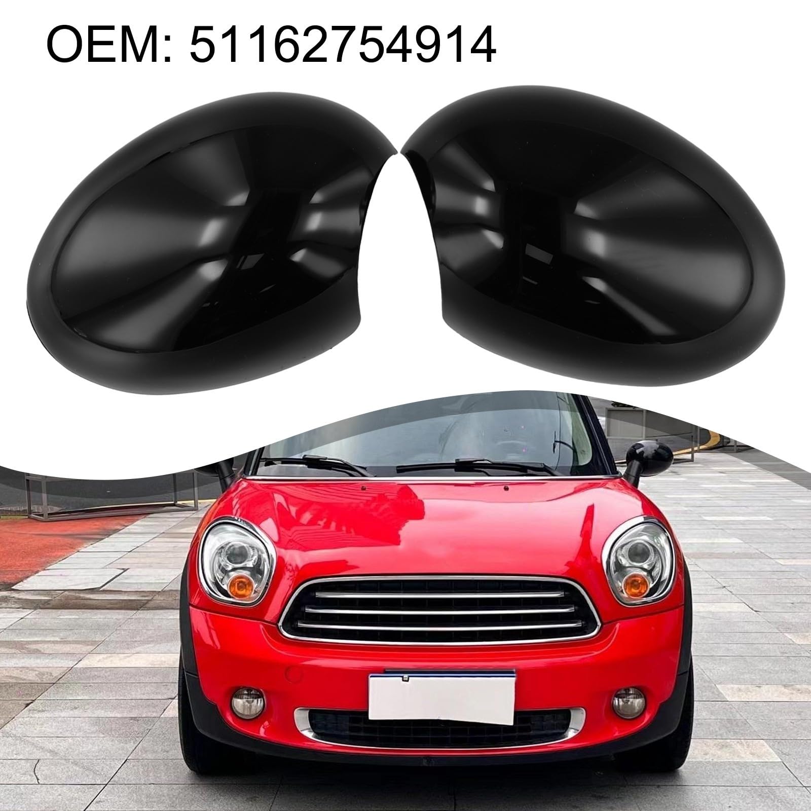Błyszcząca czarna osłona lusterka do Mini F54 F55 F56 | Pasuje do modelu R55-R61 2007-2014, precyzyjny OEM, błyszczące czarne wykończenie, trwały materiał ABS