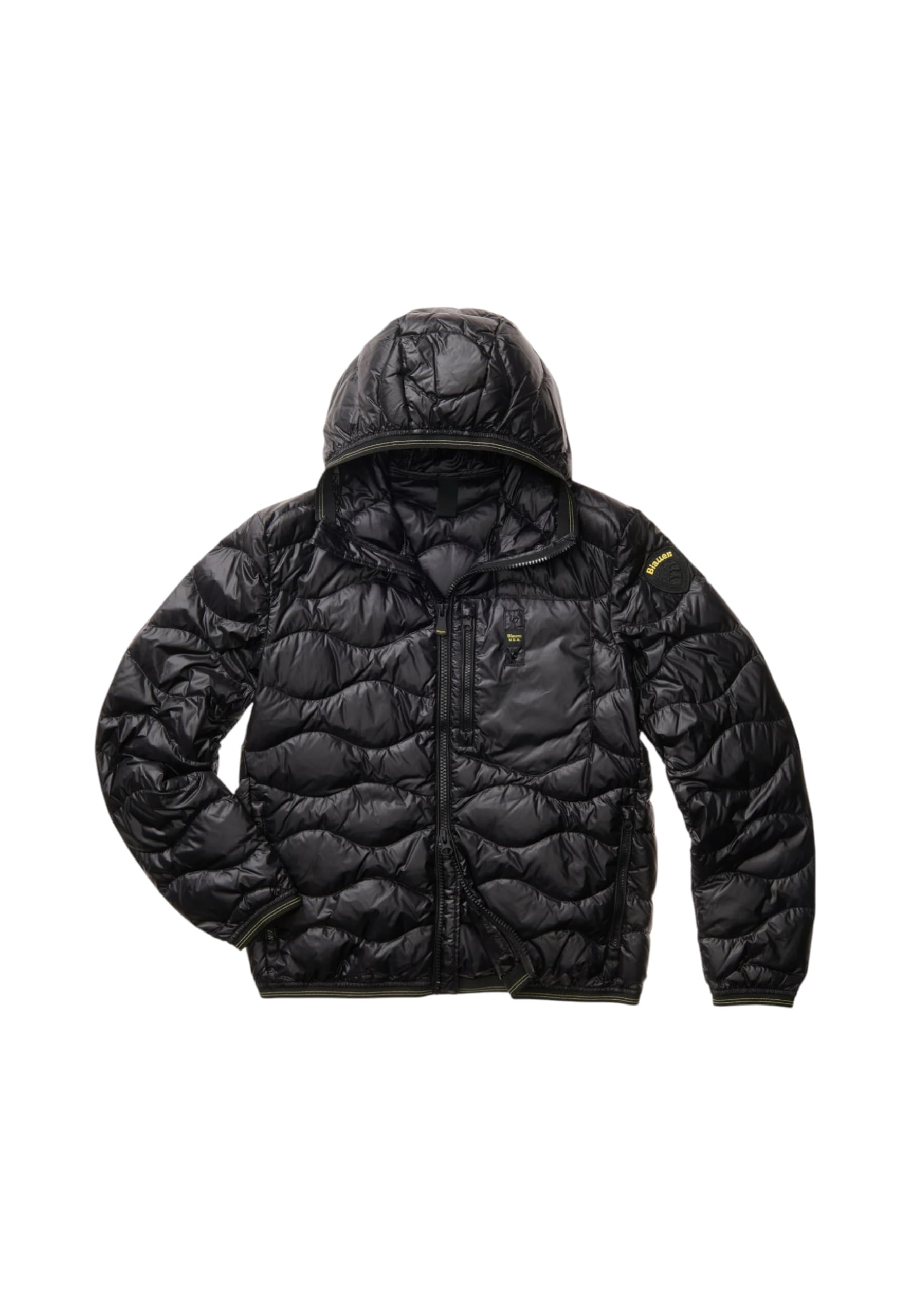 Blauer Bauer Piumino lucido imbottito piuma e impunturato ad onde Tg L