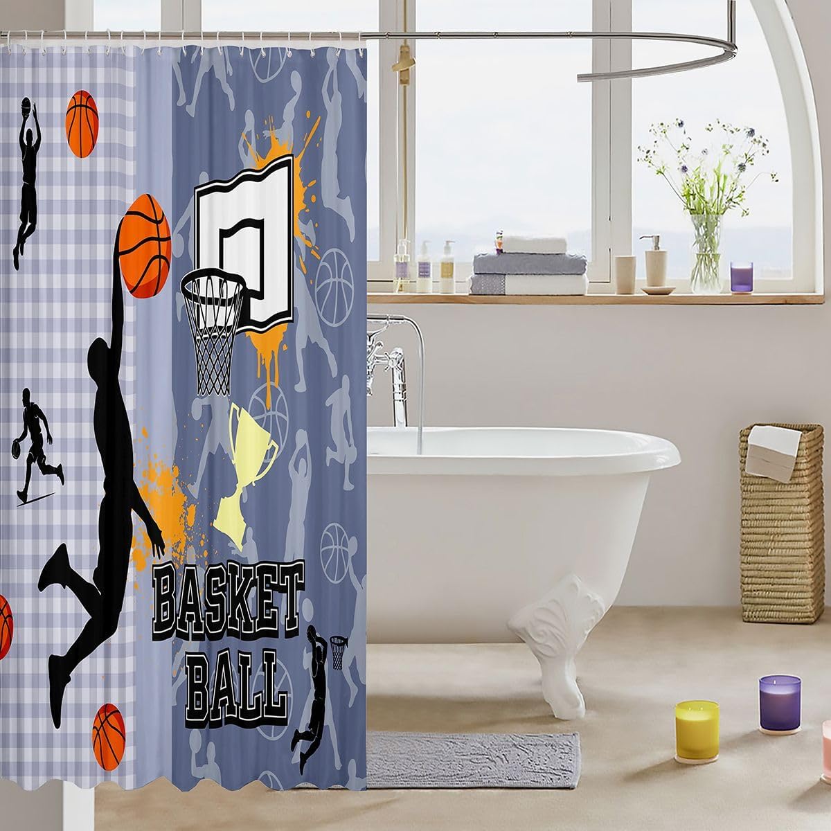 Feelyou Kids Girls Basketball Shower Curtains Waterproof Fabric 72"x78" image 3