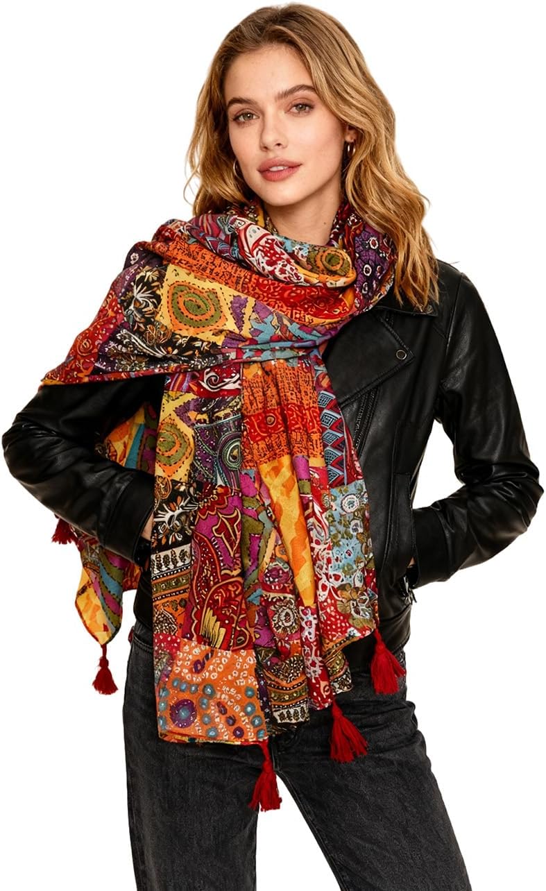 Soft Scarf for Women Girls Boho Large Lightweight Scarves Shawls Wraps for Four Seasons 70 x 35 inches - Image 2