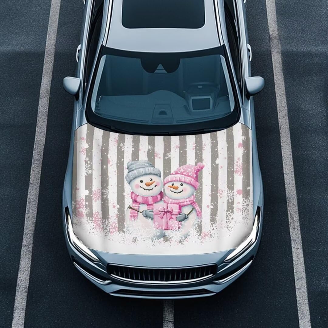 Pirexcny Snowman Car Hood Cover Cute Car Hood Protector Cover Easy to Install Hood Covers for Cars Dustproof Car Hood Cover Protector for Winter Christmas Car Hood Decoration 2025