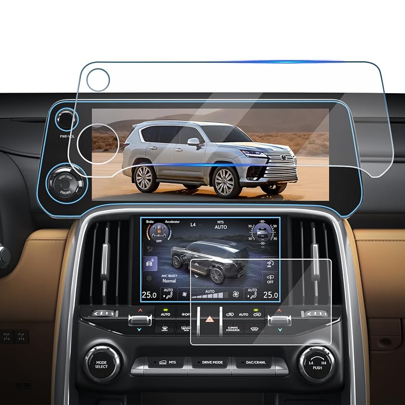 Película Protetora de Vidro Temperado para Tela Lexus LX 600 2021–2026, 12,3" + 7", KOOGEN, Kit com 2