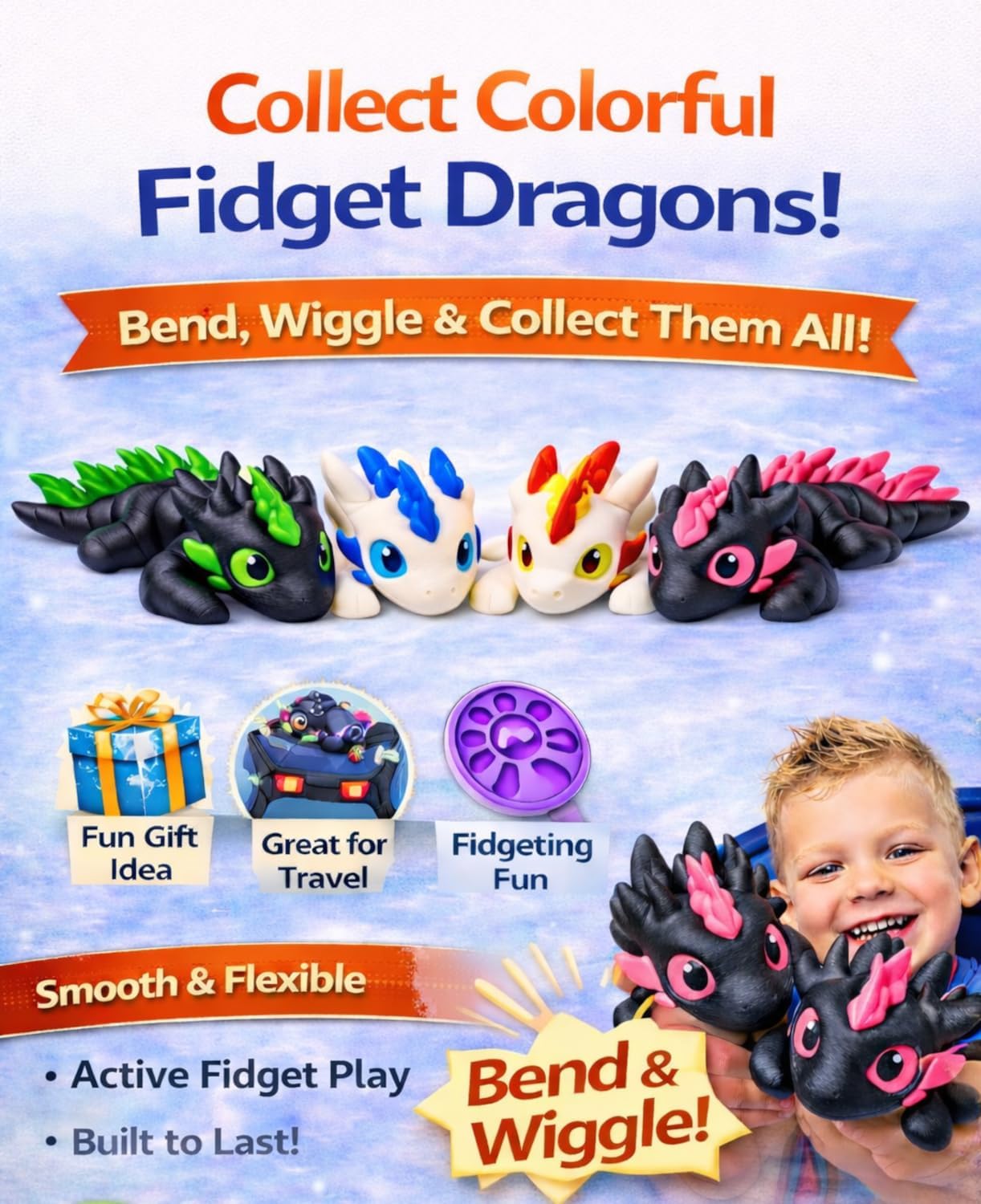 3D Printed Dragon Eggs – Mini Articulated Baby Dragon Toys Mystery 3D Dinosaur Eggs Set for Kids & Adults Fantasy Desk Decor & Collectible Gifts (8 Pack)
