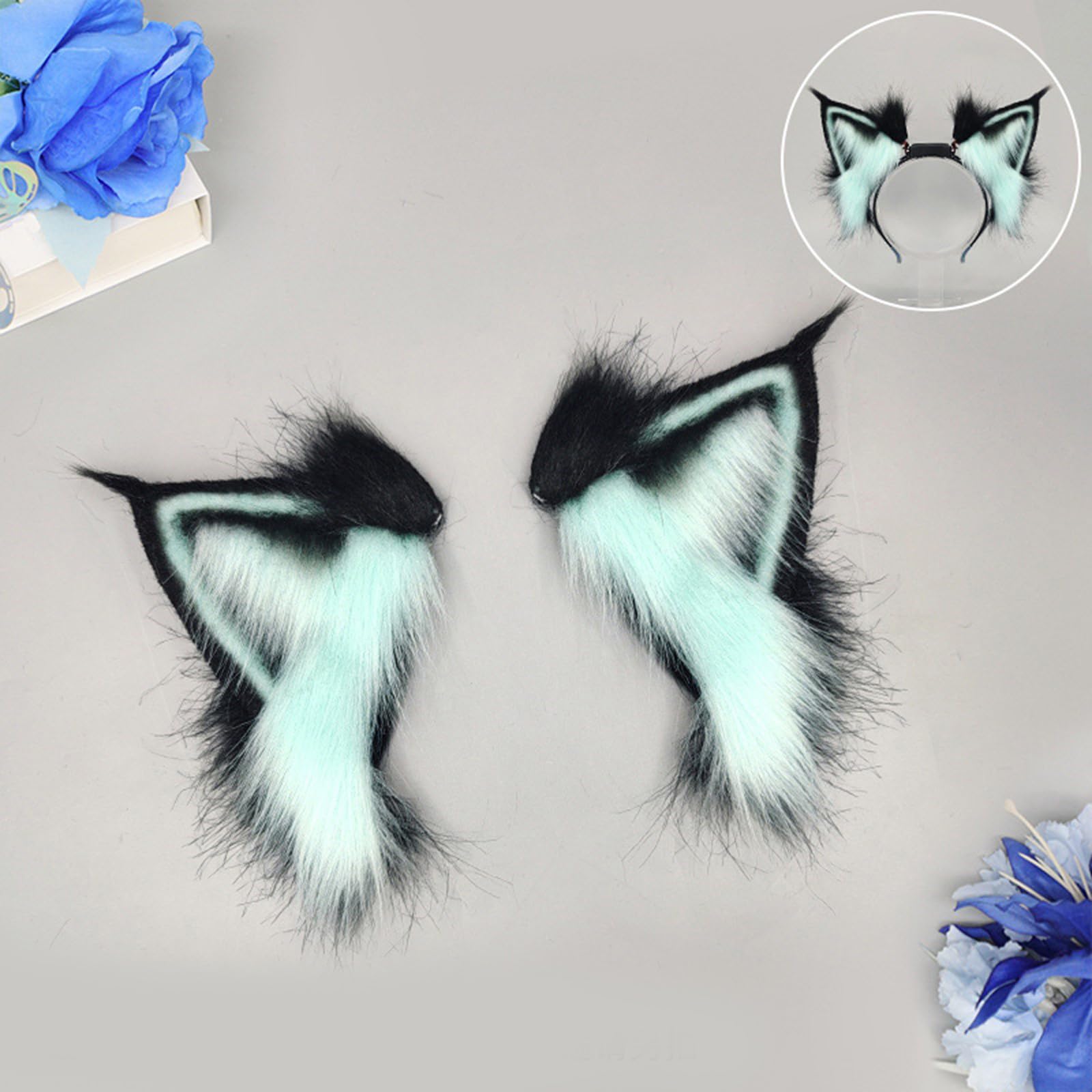 COSPLAY - Diadema de orejas de gatito con orejas de animal, gatito peludo, carnaval, fiesta, animado, disfraz de fiesta peluda, diadema suave y móvil