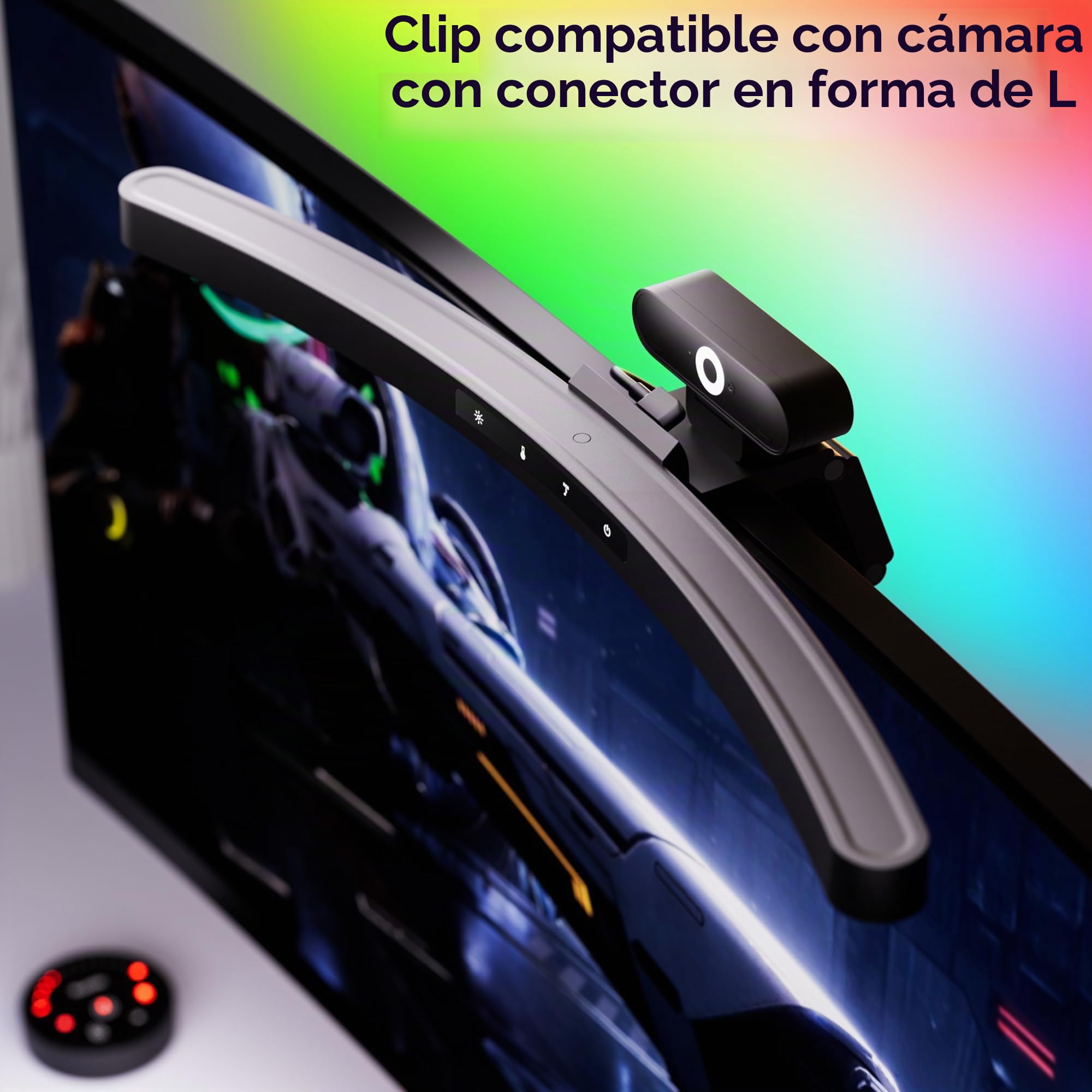 Quntis 45cm Lampara Monitor Curvo con RGB Retroiluminación, Barra Luz Monitor Curvo con Control Dual y Sincronización con la Música, Luz Antiazul, Sin Reflejos Lampara Ordenador para Oficina en Casa