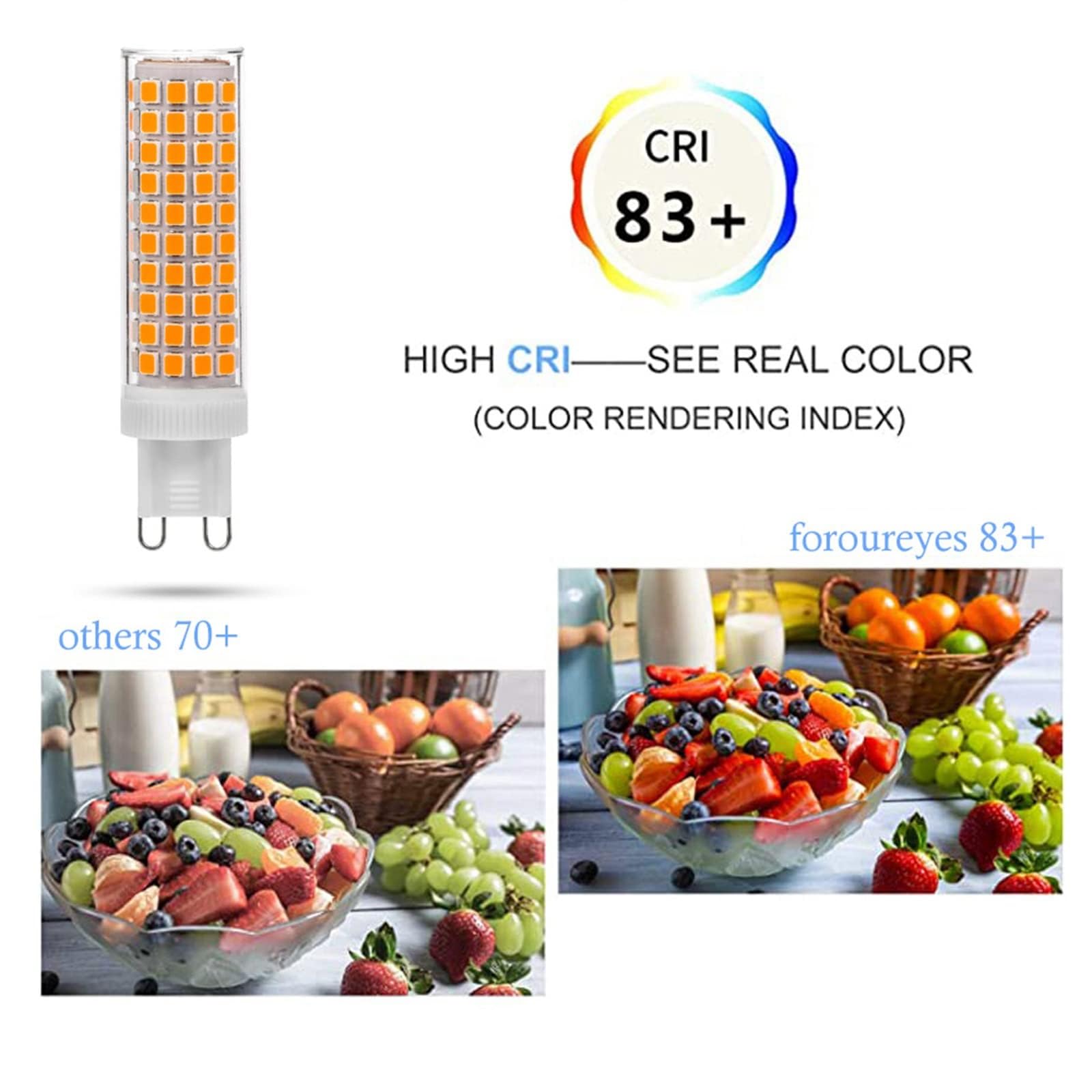 Bombillas LED G9 12W repuesto 120W Ahorro de energía Sin parpadeo 1200 LM No regulable Para iluminación del hogar lámparas araña lámparas techo dormitorios cocinas(Natural White 4000K,8pack)