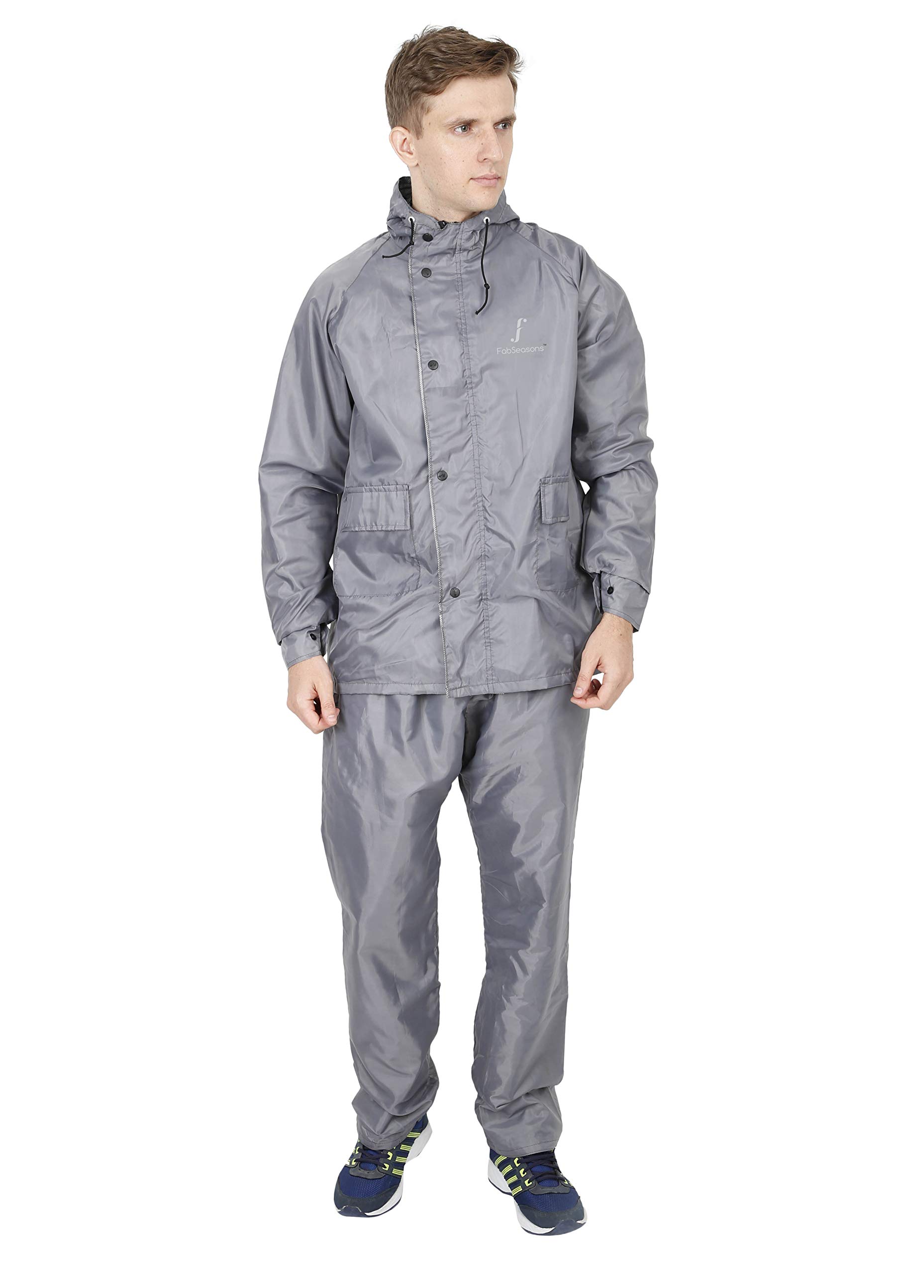 Reversible Waterproof Raincoat with Adjustable Hood and Reflector at Back for Night Visibility-image-5