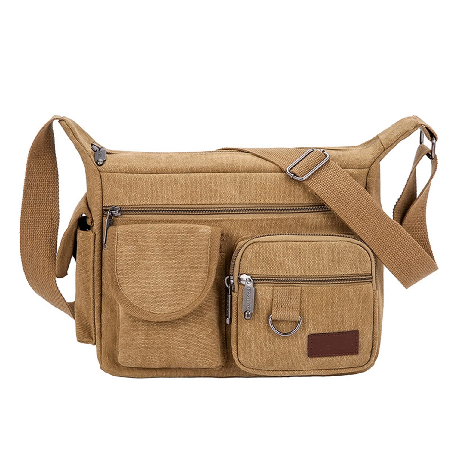 Men's Vintage Canvas Messenger Bag, Casual Single Shoulder Bag Outdoor Travel Large Capacity Briefcase Satchel Bag