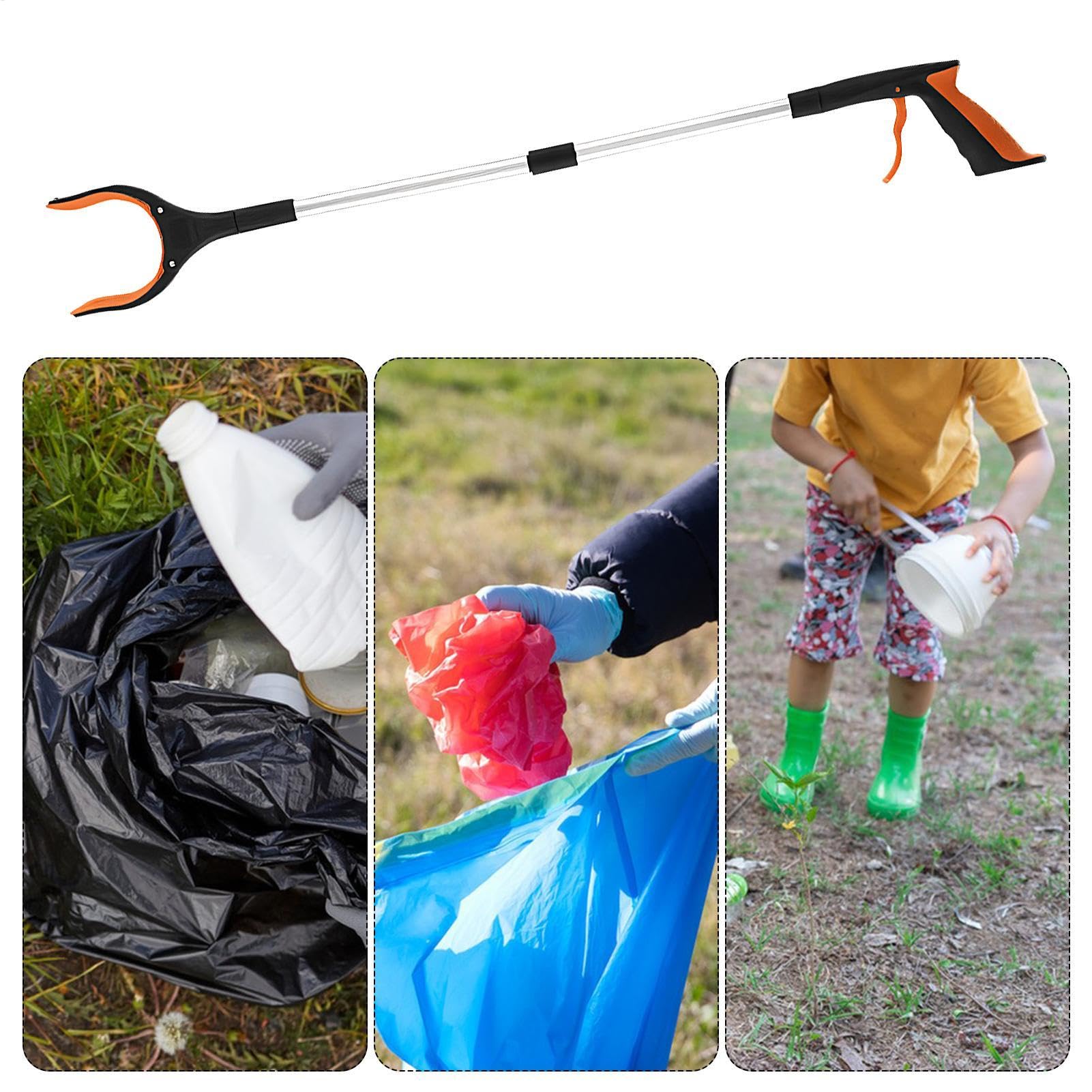 Reacher Grabber Pickup Tool, 33 inch Foldable Trash Picker, Lightweight Aluminum Grabber Stick with Silicone Grip for Seniors & Hard to Reach Areas, 32.68x3.94 inches