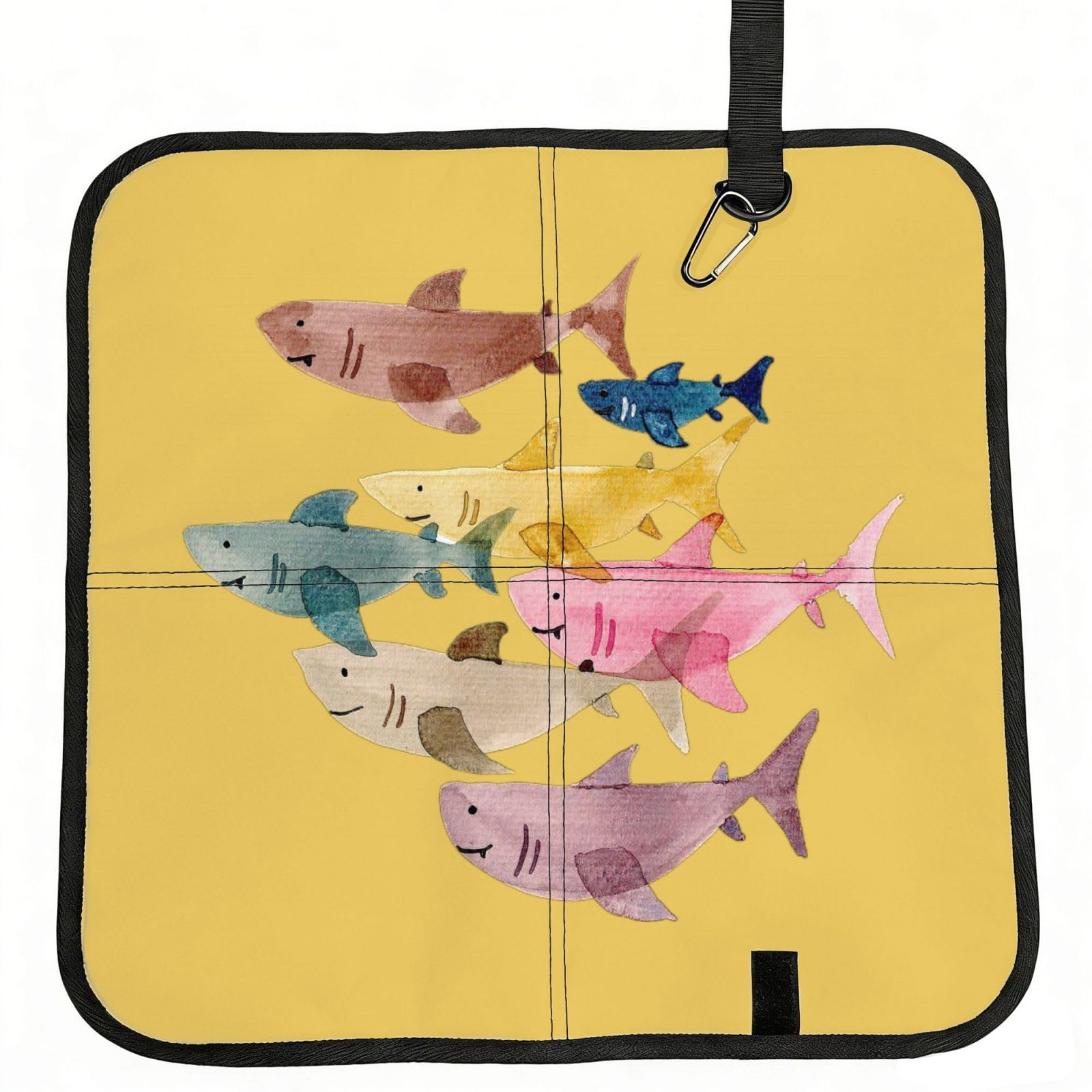 bghdfa Colorful Fish Print Outdoor Sitting Mat Waterproof Oxford Cloth Seat Cushion Folding Foam Camping Seat For Picnic