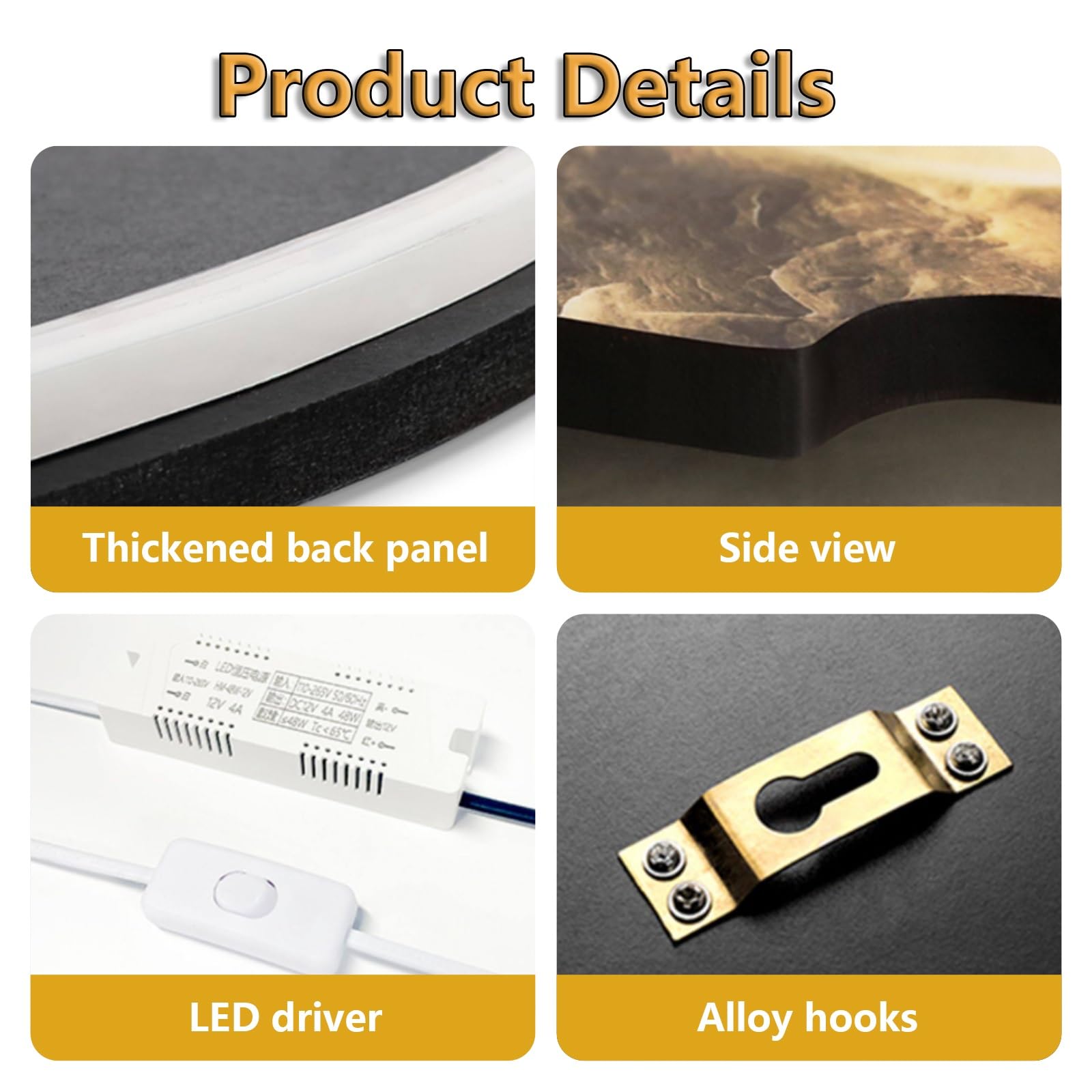 Zegar Ścienny 3D Z Oświetleniem LED – Cicha, Bezgłośna Rzeźba Akrylowa Efektem Lustra; Dekoracja Wisząca Do Salonu I Sypialni(Gold,140 * 80cm/55 * 31.5in)