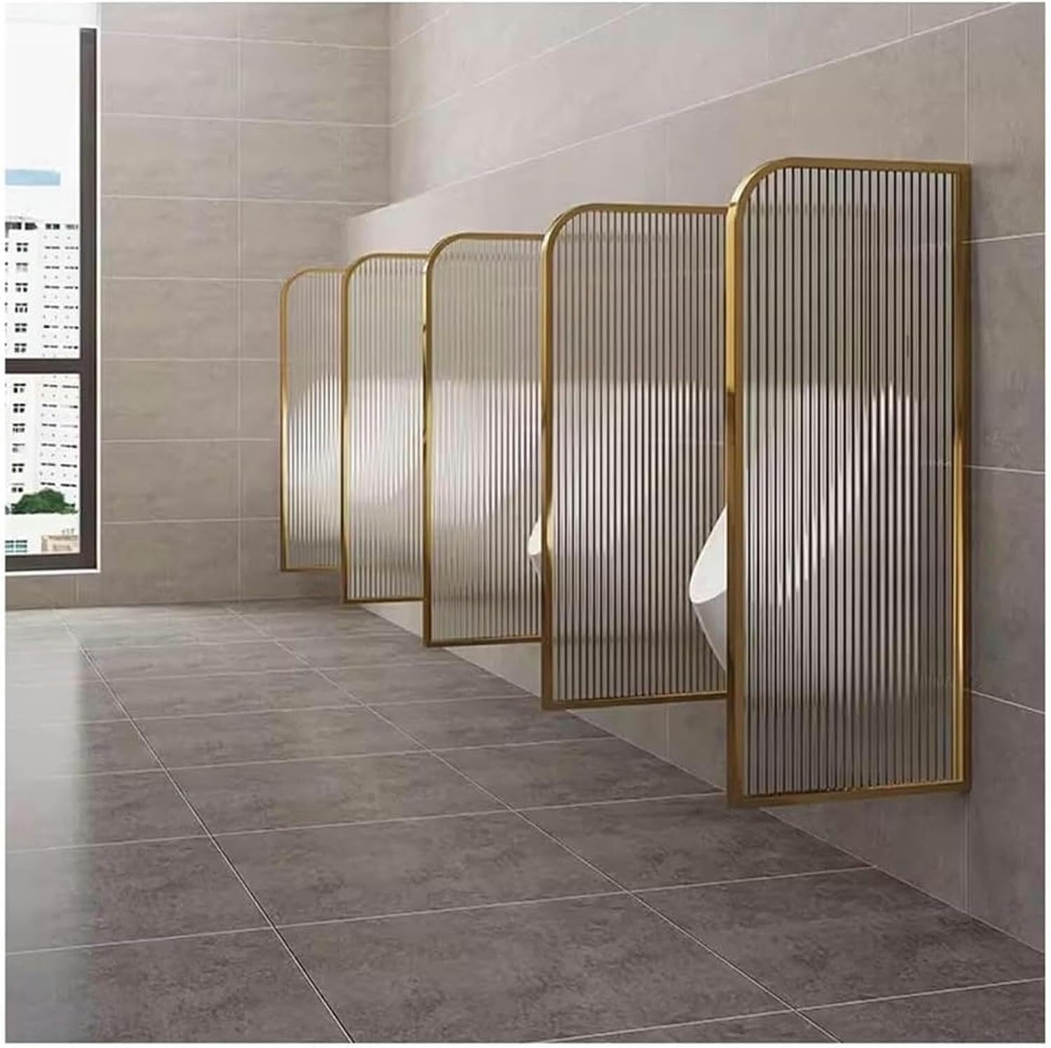 Mampara divisoria de urinario de Pared, Separador de baño con Pantalla, mampara pública con Vidrio Templado, privacidad para Hombres en baños/hoteles/Lugares públicos (Dorado, 2 un