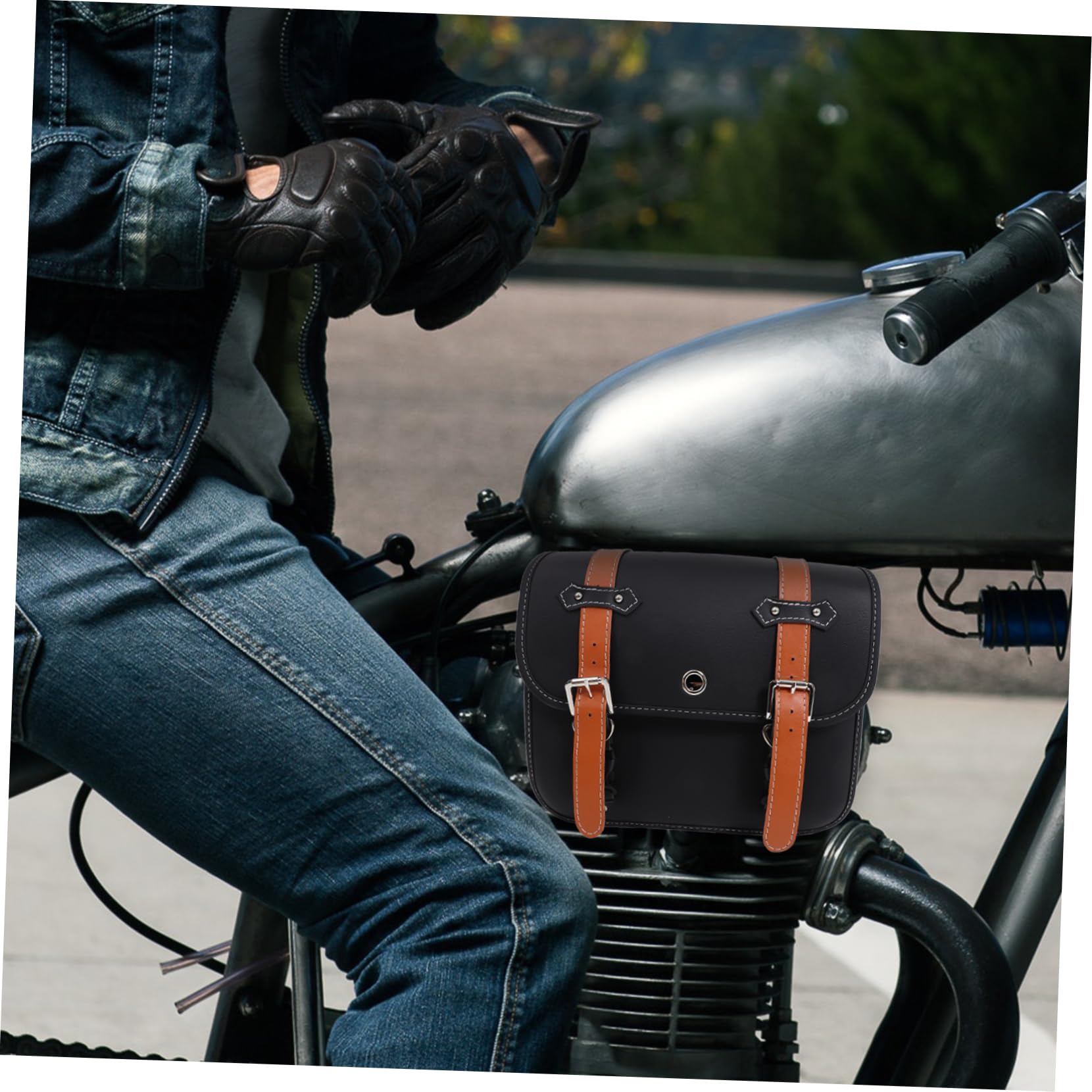 Ciieeo Sacoche de Moto Vintage en Cuir Noir Sacoches Latérales Étanches 2 Pièces Facile à Installer et Retirer pour Rangement Outils Moto