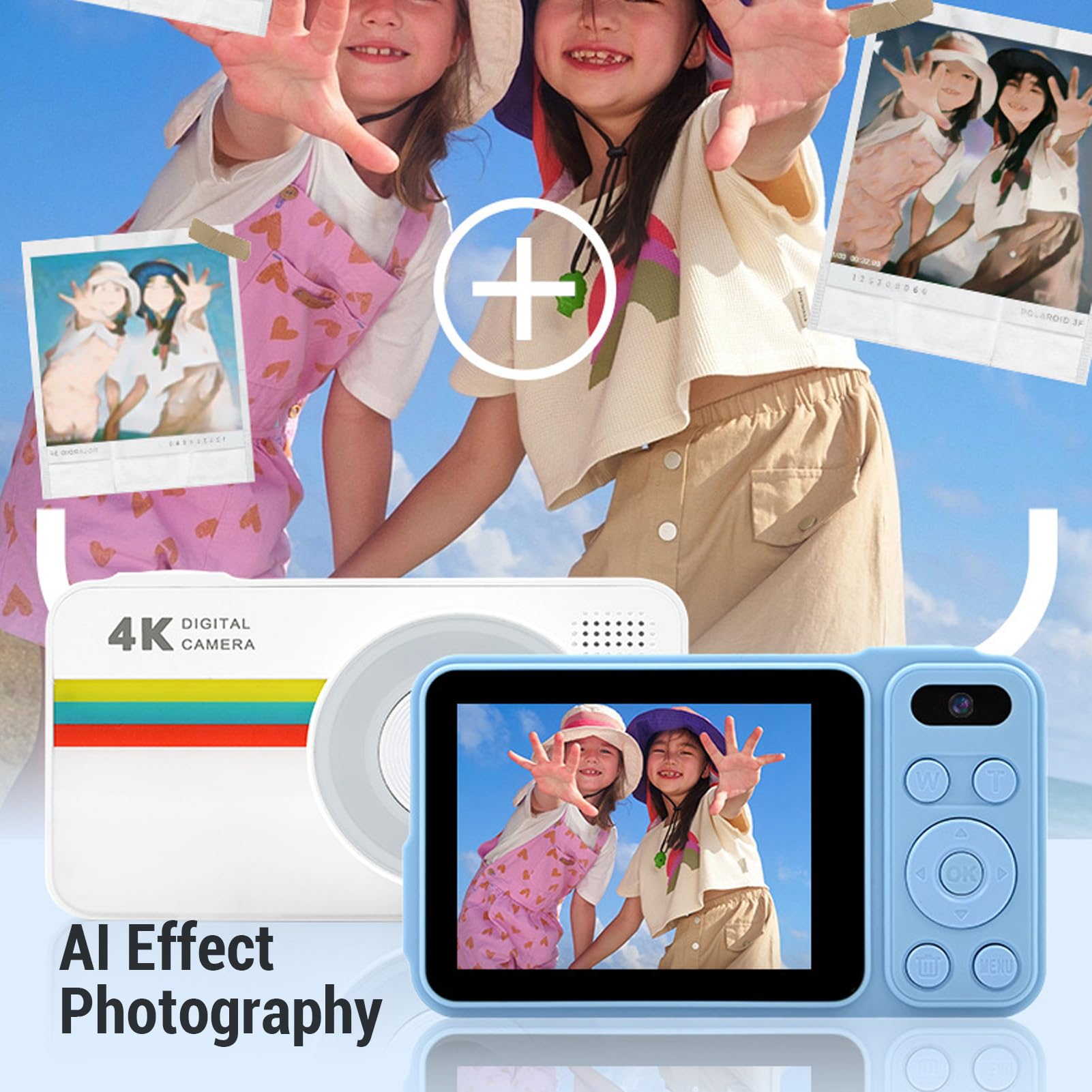 Fotocamera Digitale 4K per Fotografia, Fotocamere Vlogging HD da 50 MP con Fotocamera da Viaggio per Adolescenti per Adolescenti a Doppio Lente Schermo da 2,8 Pollici per (BLUE)